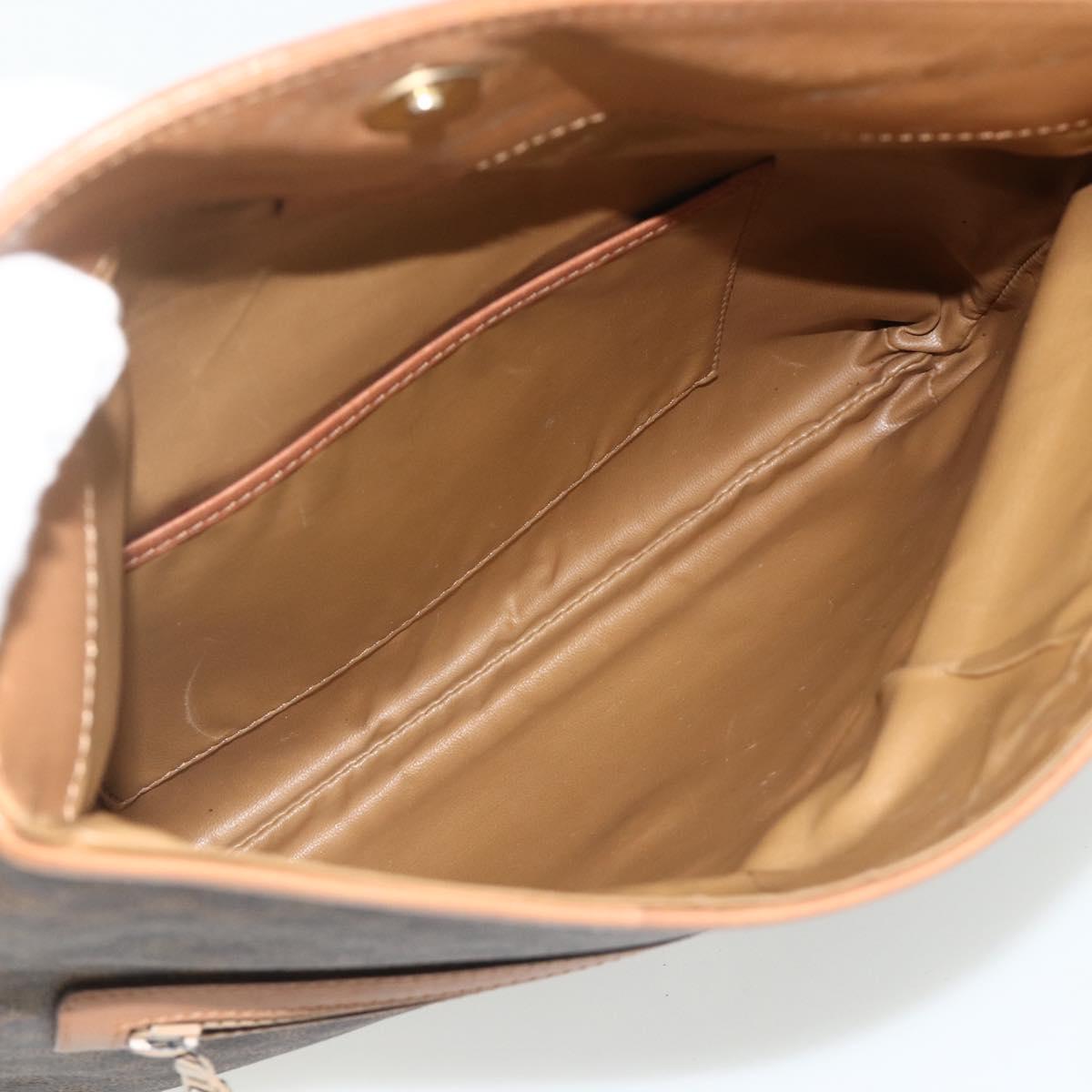 CELINE Macadam Canvas Clutch Bag PVC Leather 2 Set Brown Black Auth mr2499