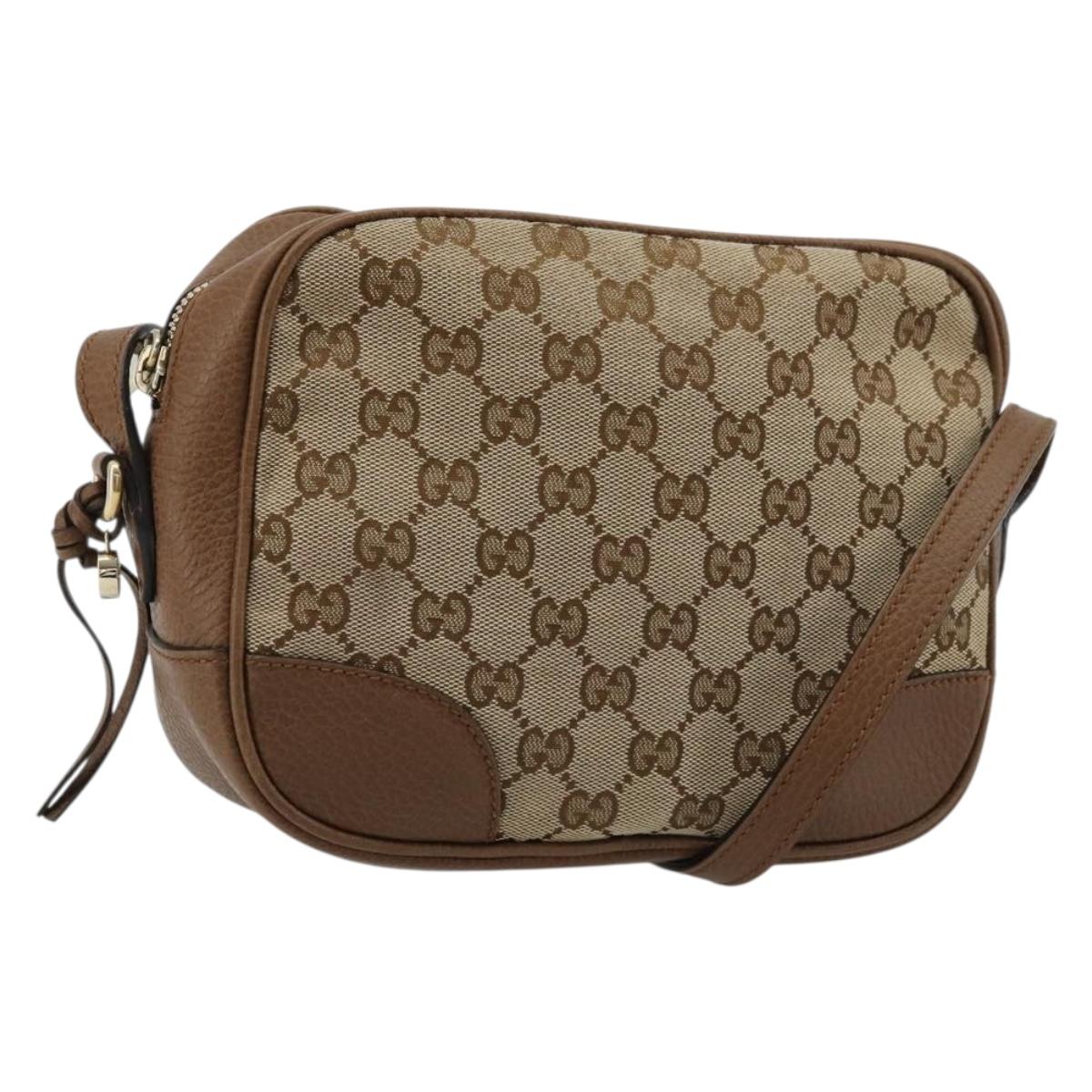 GUCCI GG Canvas Shoulder Bag Beige Gold 449413 Auth mr2500
