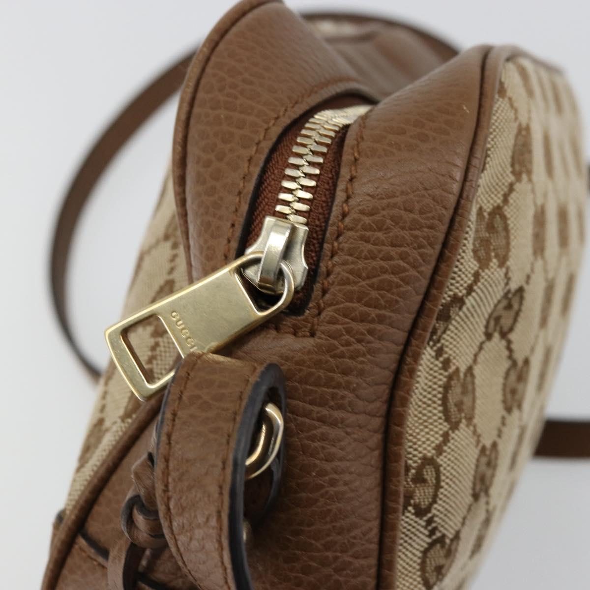 GUCCI GG Canvas Shoulder Bag Beige Gold 449413 Auth mr2500