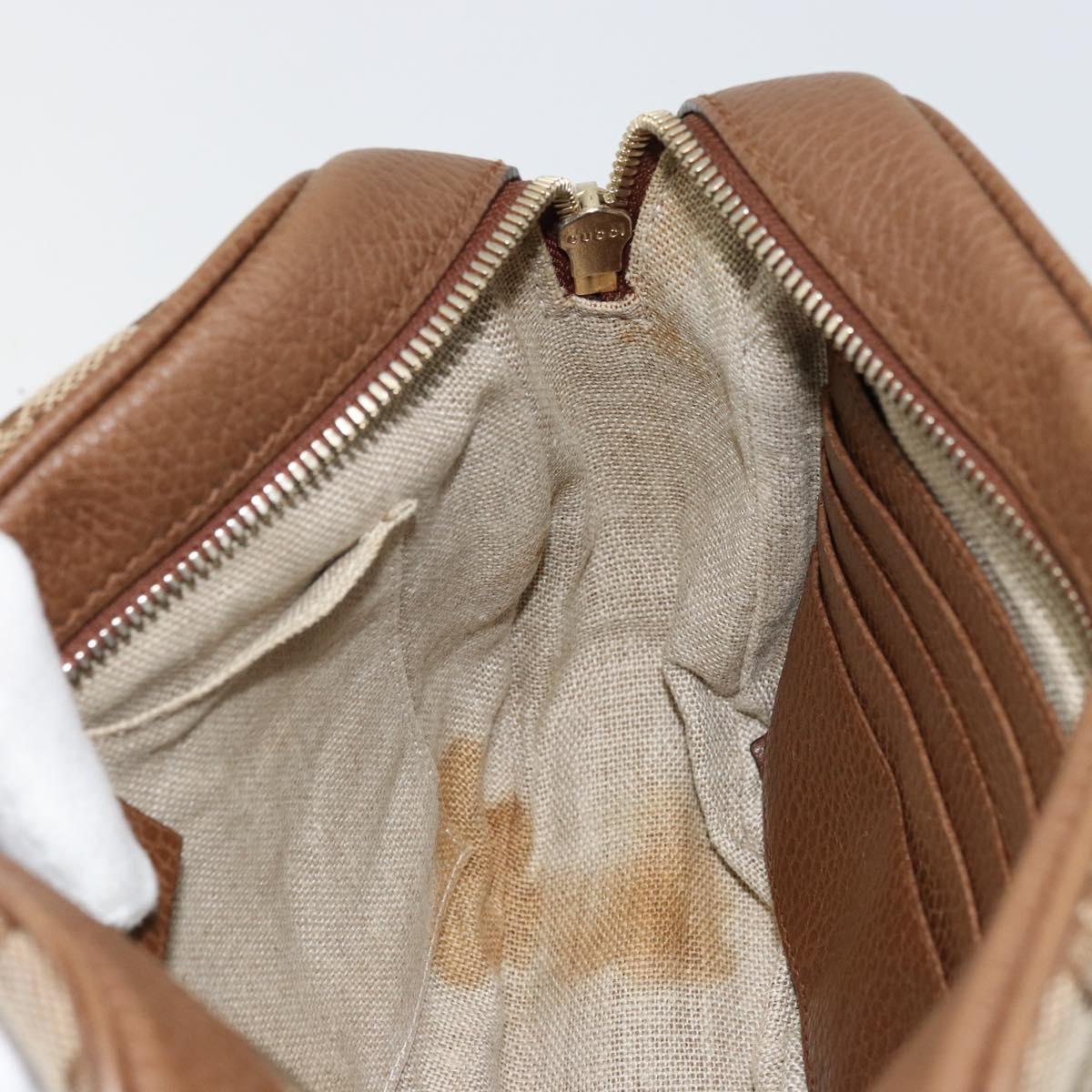 GUCCI GG Canvas Shoulder Bag Beige Gold 449413 Auth mr2500