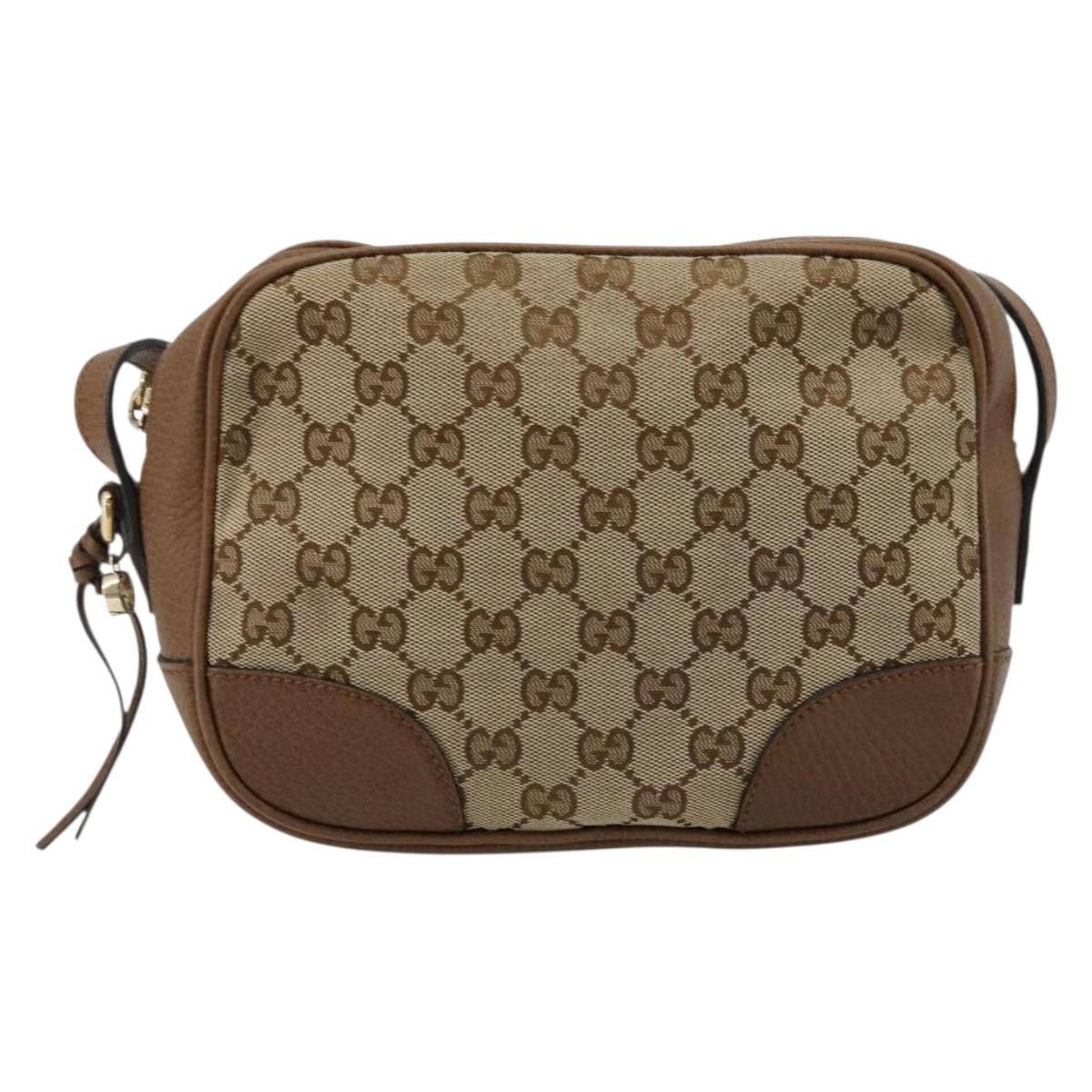 GUCCI GG Canvas Shoulder Bag Beige Gold 449413 Auth mr2500