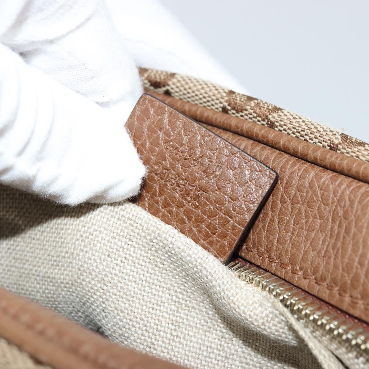 GUCCI GG Canvas Shoulder Bag Beige Gold 449413 Auth mr2500