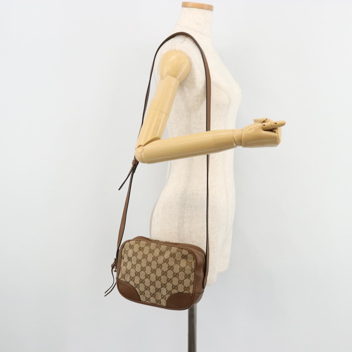 GUCCI GG Canvas Shoulder Bag Beige Gold 449413 Auth mr2500