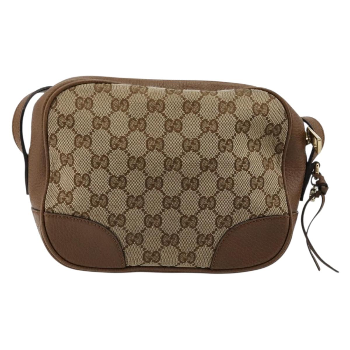 GUCCI GG Canvas Shoulder Bag Beige Gold 449413 Auth mr2500
