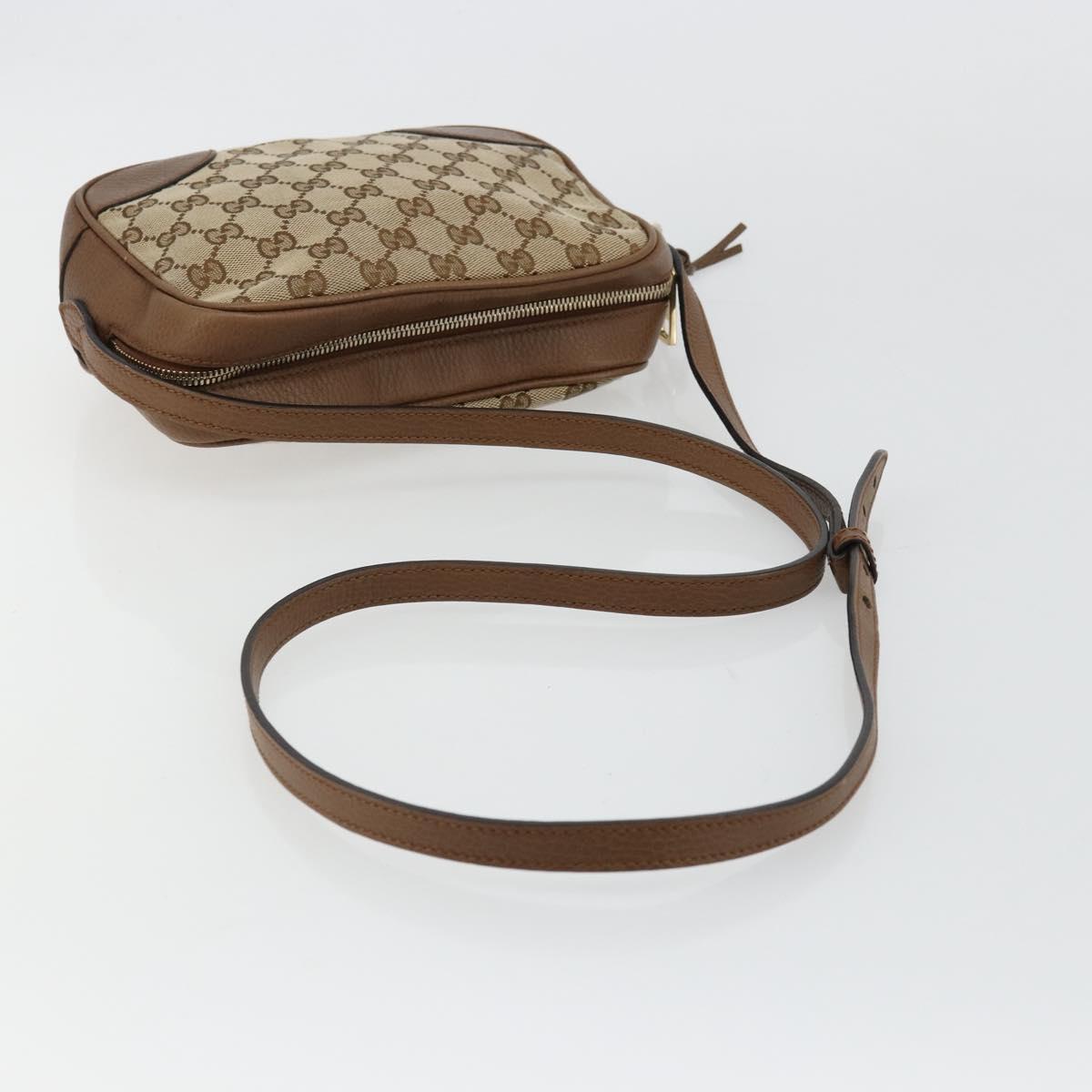 GUCCI GG Canvas Shoulder Bag Beige Gold 449413 Auth mr2500