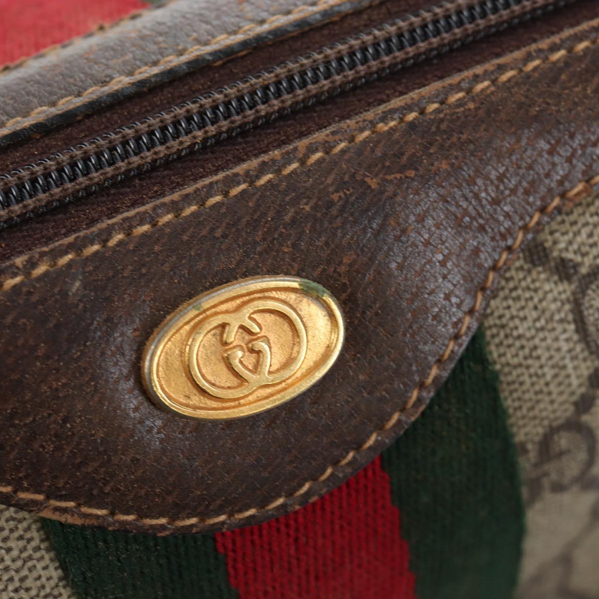 GUCCI GG Supreme Web Sherry Line Hand Bag PVC Beige Gold 010 378 Auth mr2501