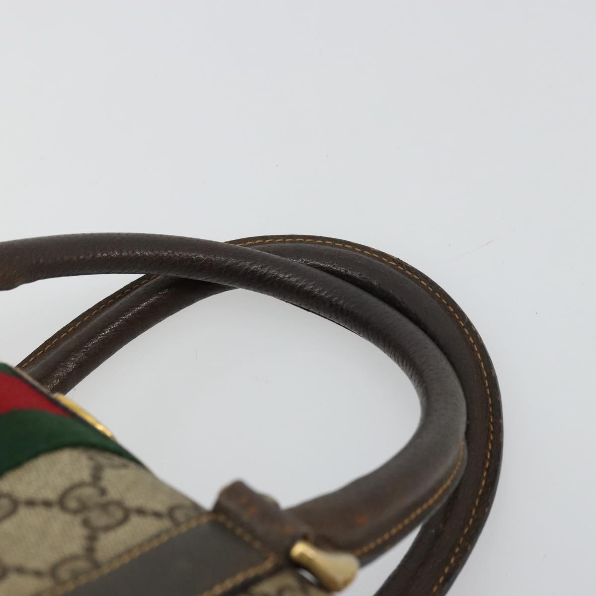GUCCI GG Supreme Web Sherry Line Hand Bag PVC Beige Gold 010 378 Auth mr2501