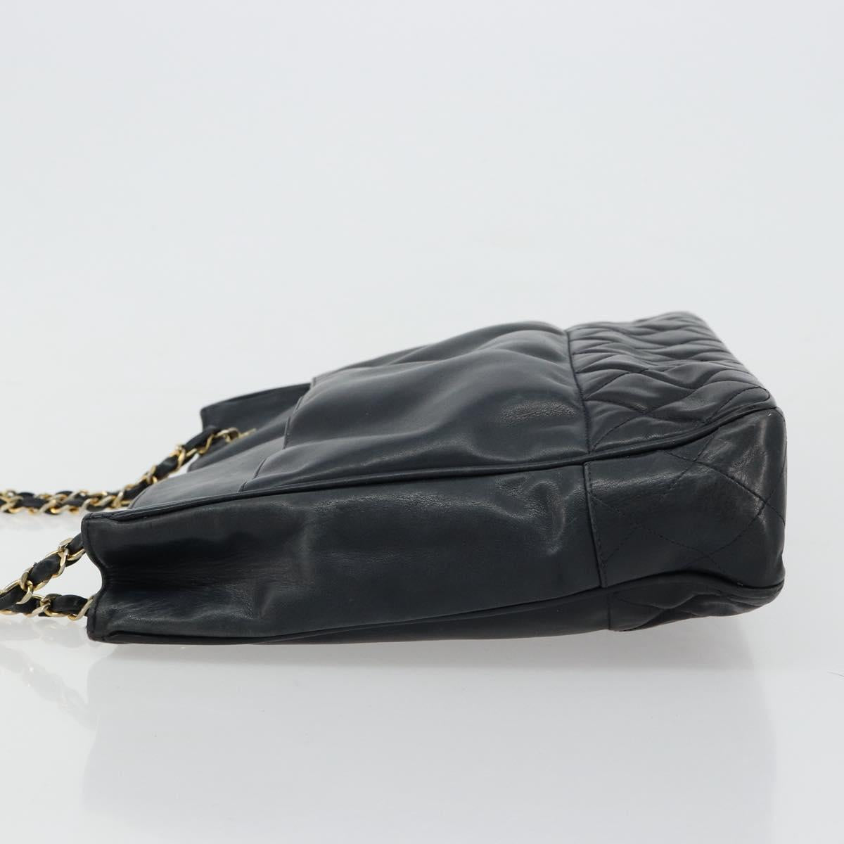 CHANEL Chain Shoulder Bag Leather Black Gold CC Auth mr2502