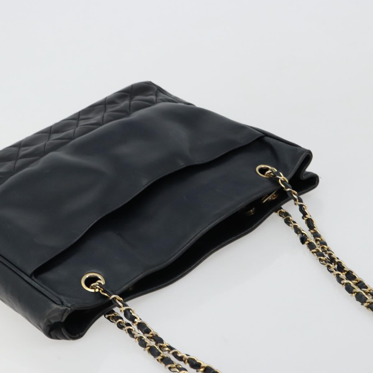 CHANEL Chain Shoulder Bag Leather Black Gold CC Auth mr2502