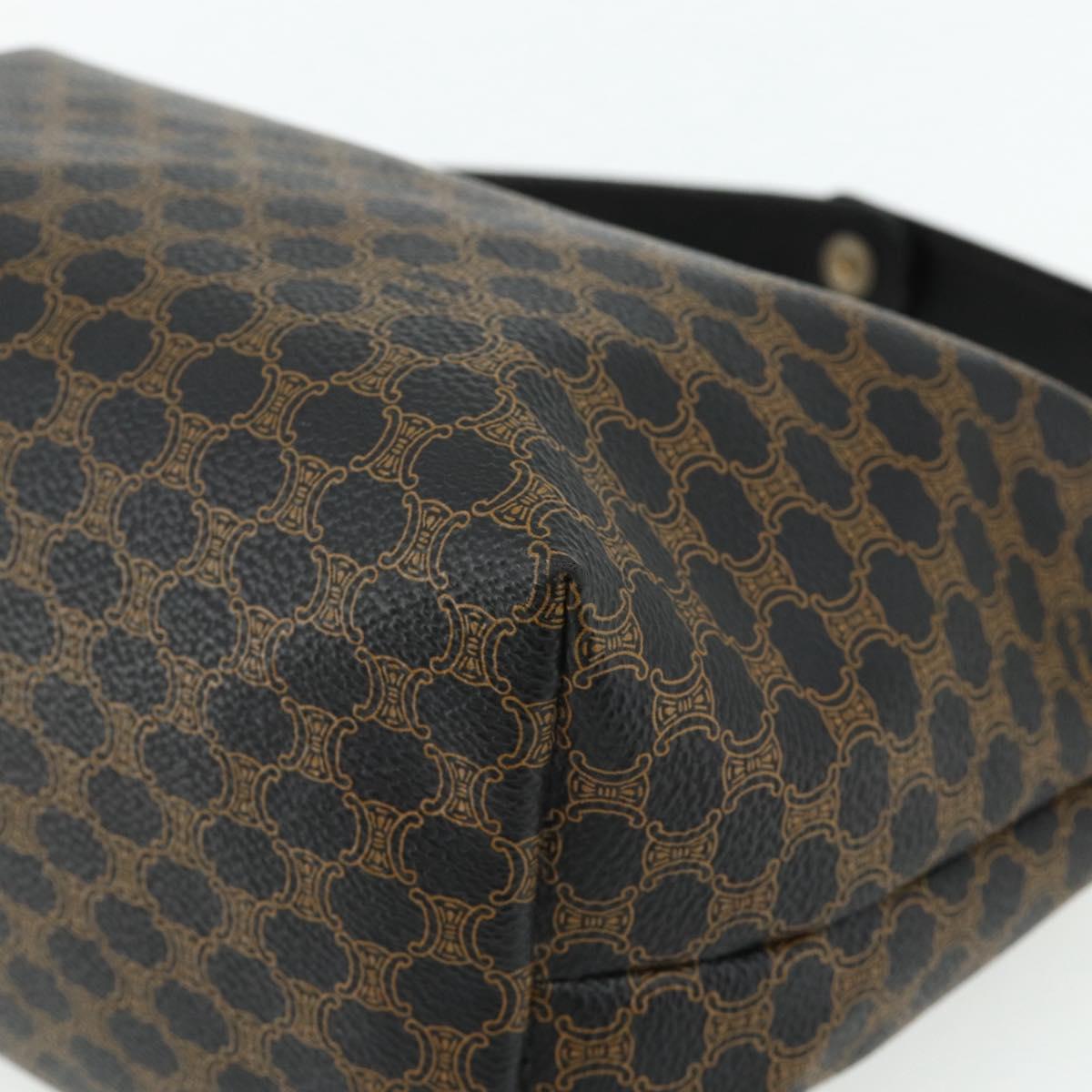 CELINE Macadam Canvas Hand Bag PVC Leather Black Gold Auth mr2503A
