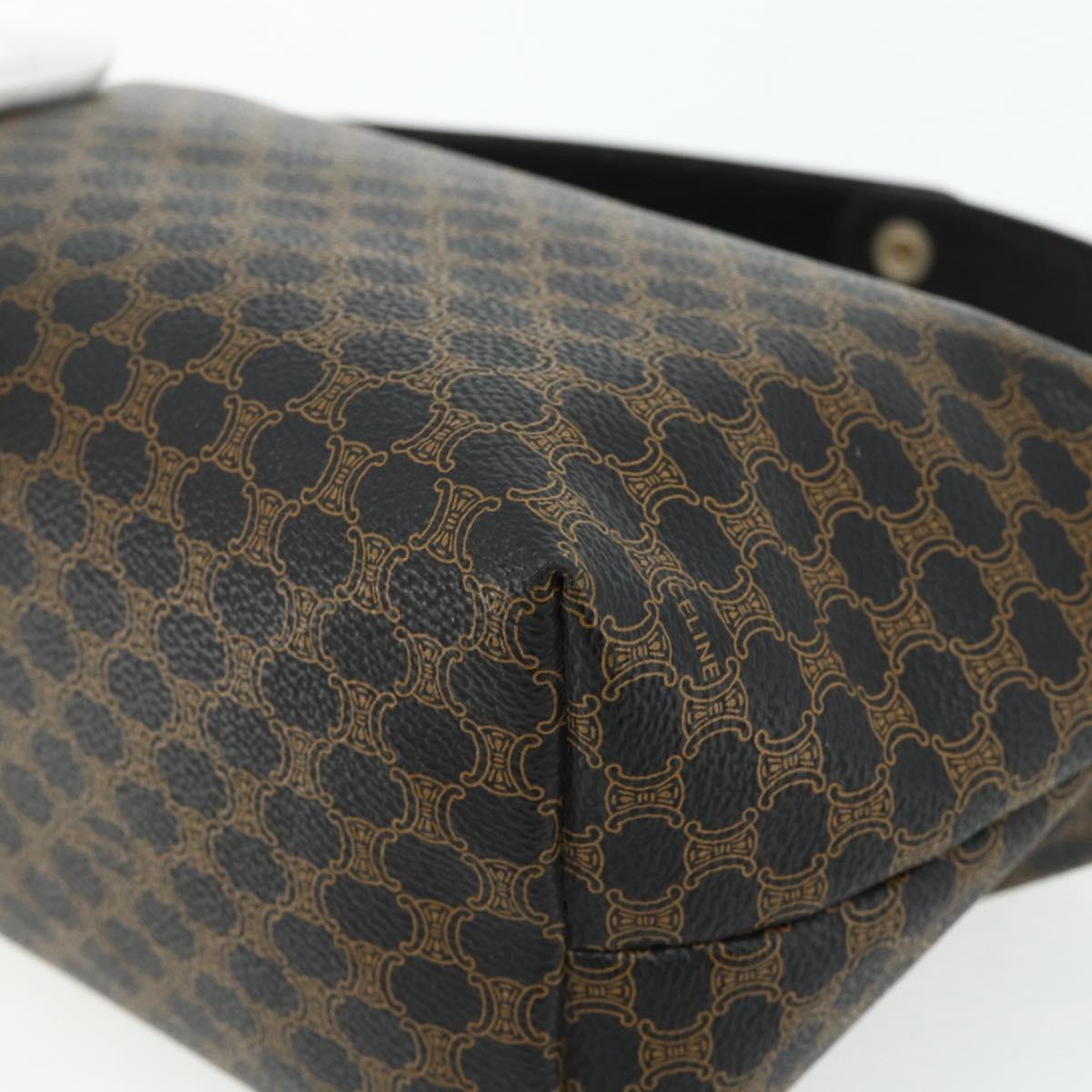 CELINE Macadam Canvas Hand Bag PVC Leather Black Gold Auth mr2503A