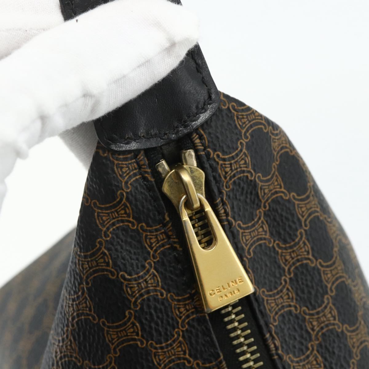CELINE Macadam Canvas Hand Bag PVC Leather Black Gold Auth mr2503A