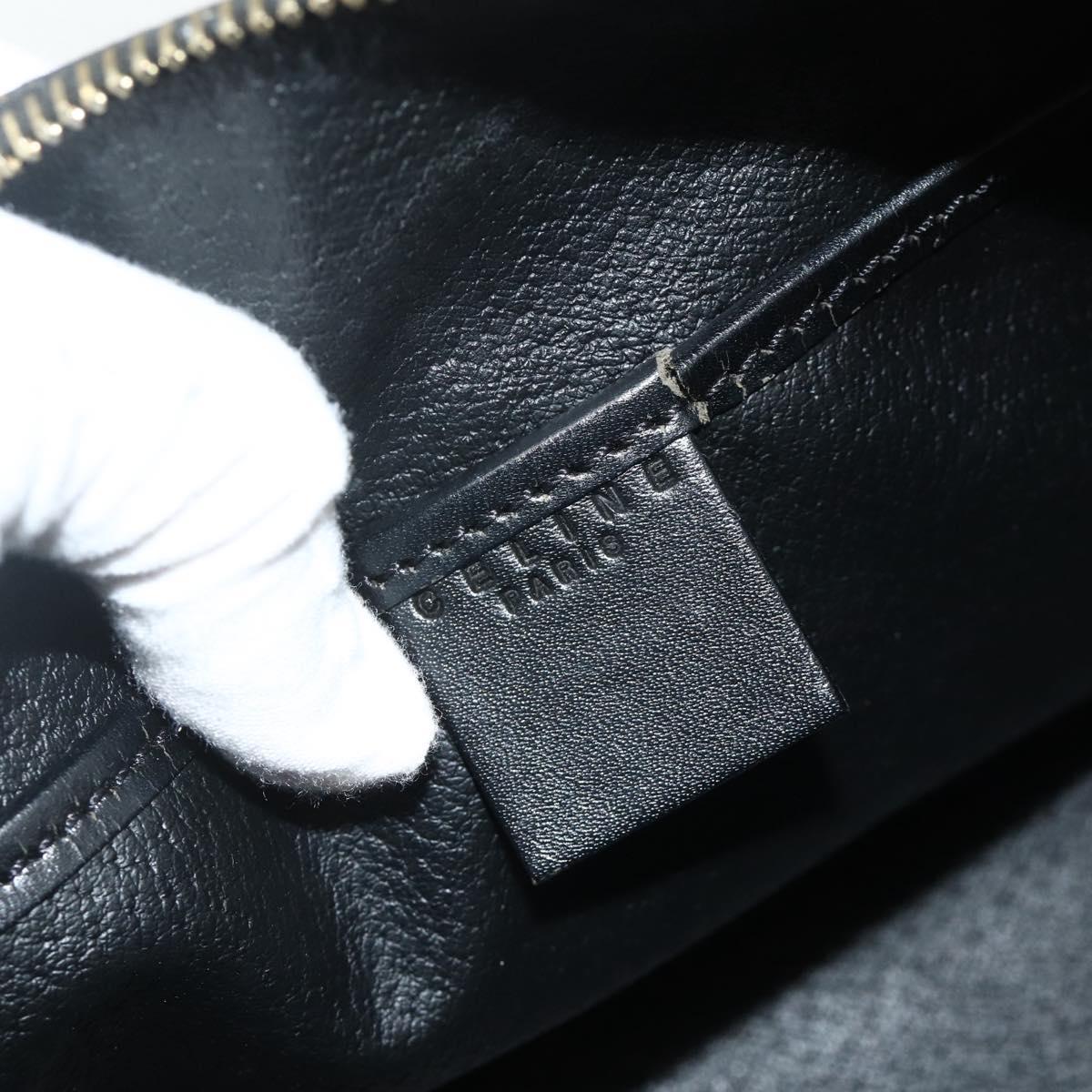 CELINE Macadam Canvas Hand Bag PVC Leather Black Gold Auth mr2503A