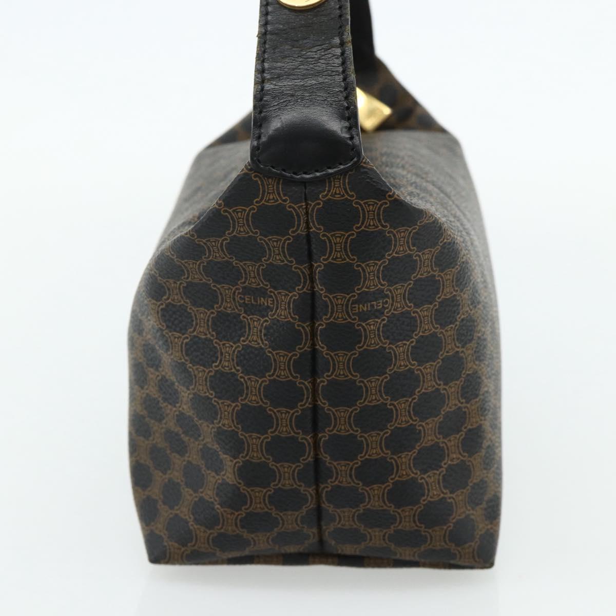 CELINE Macadam Canvas Hand Bag PVC Leather Black Gold Auth mr2503A