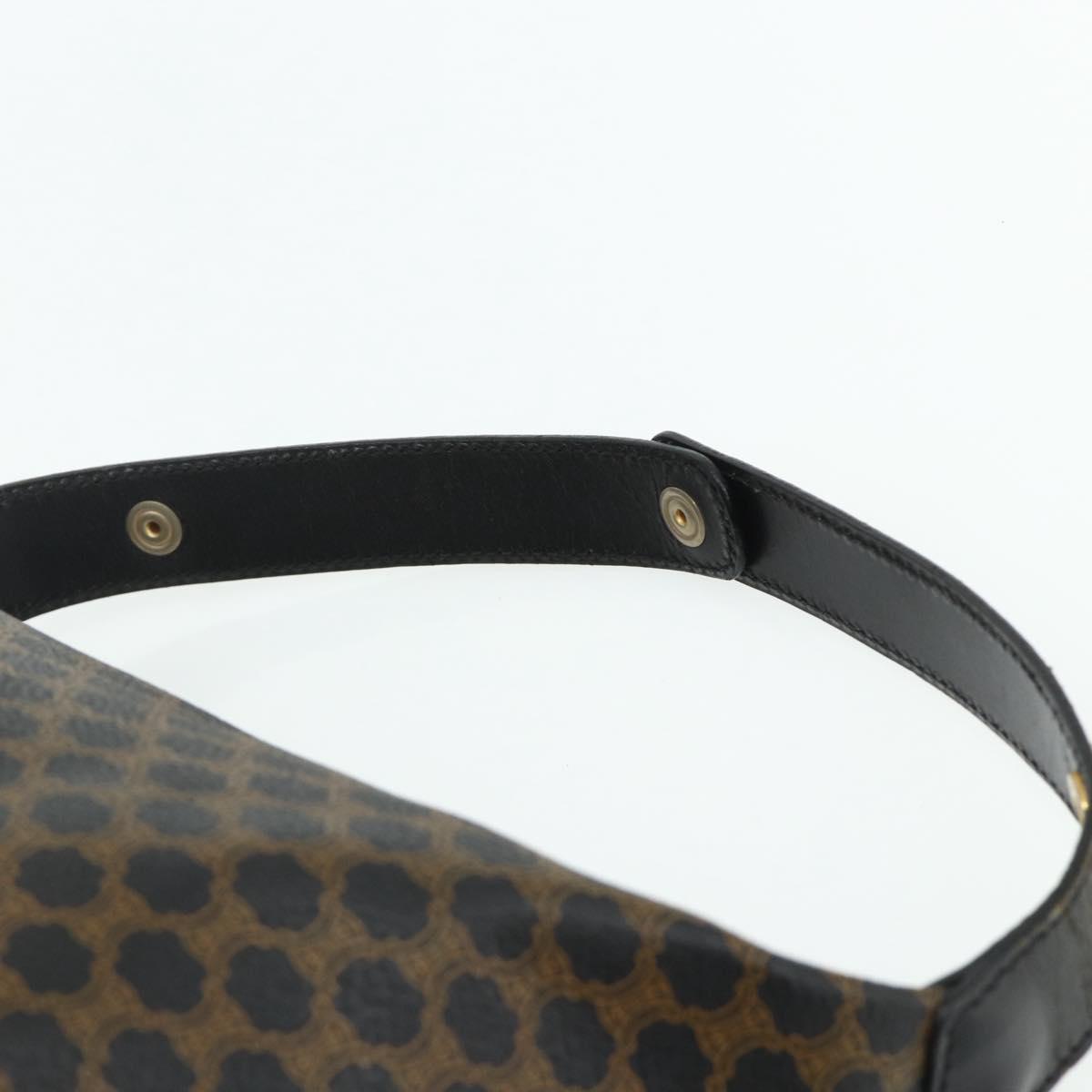 CELINE Macadam Canvas Hand Bag PVC Leather Black Gold Auth mr2503A