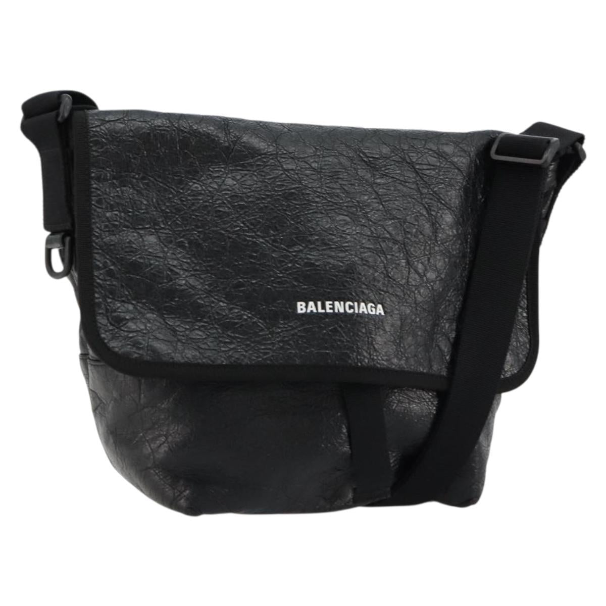 BALENCIAGA Explorer Shoulder Bag Leather Black 620259 Auth mr2509A