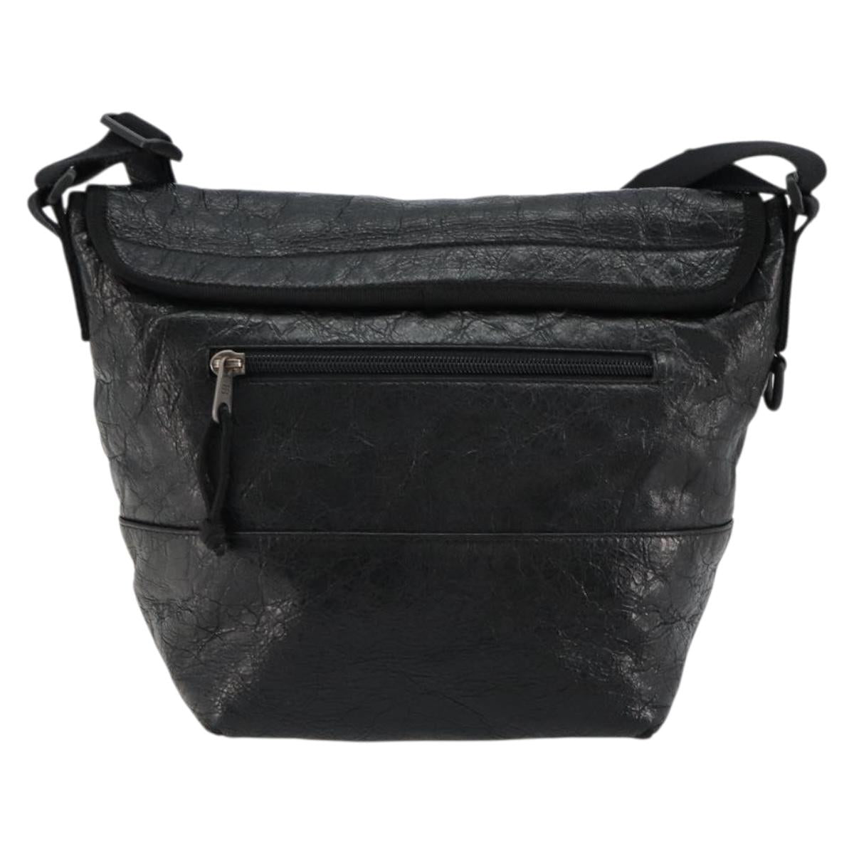 BALENCIAGA Explorer Shoulder Bag Leather Black 620259 Auth mr2509A