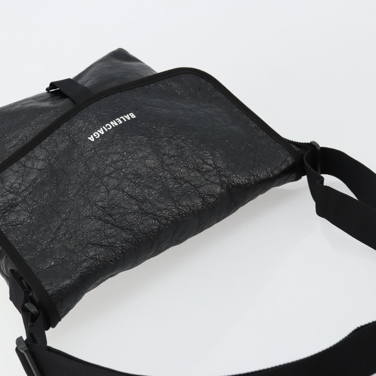 BALENCIAGA Explorer Shoulder Bag Leather Black 620259 Auth mr2509A