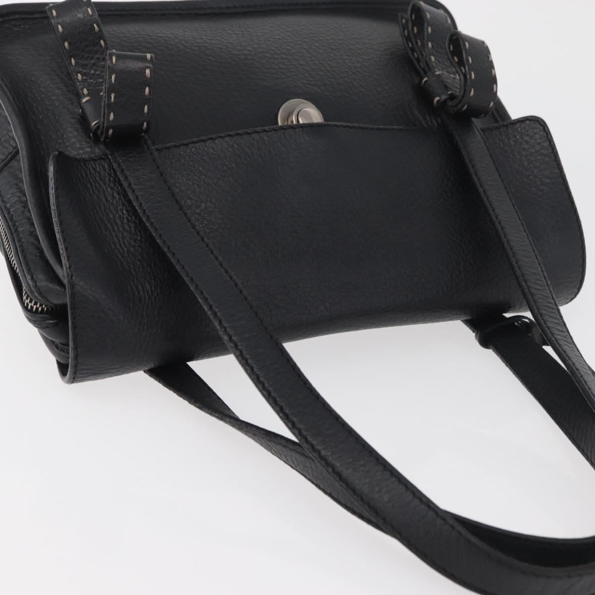 PRADA Vienna Fifty Hand Bag Leather Black Silver BR1932 Auth mr2512A