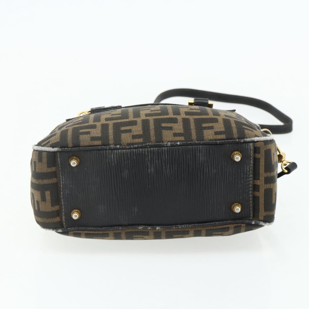 FENDI Zucca Canvas Hand Bag 2way Black Brown Auth mr2513