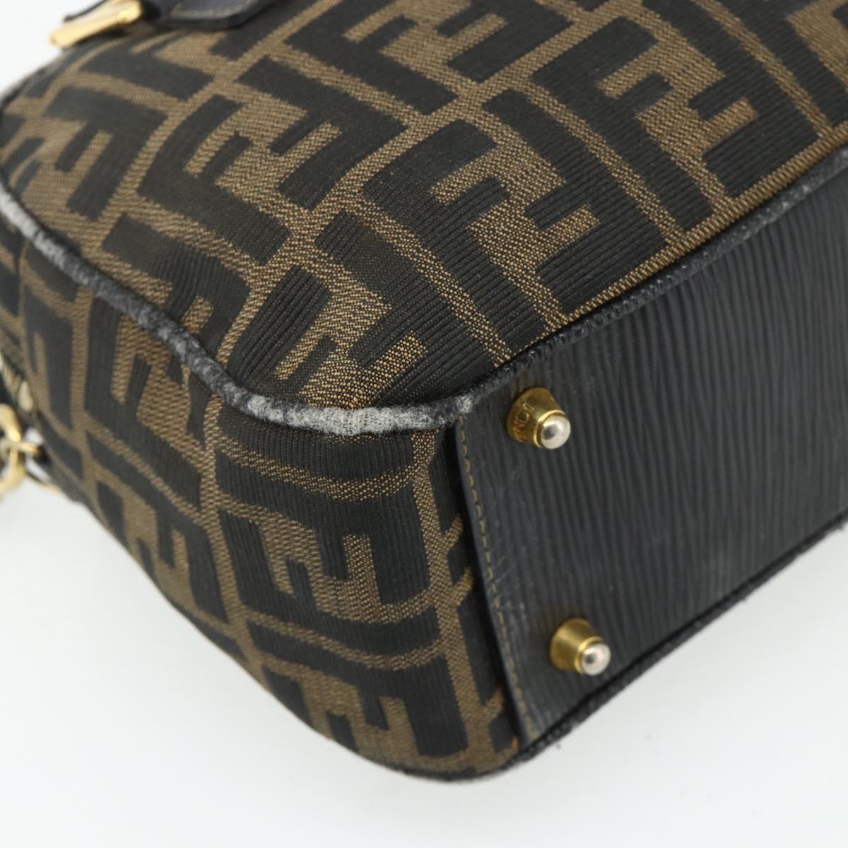 FENDI Zucca Canvas Hand Bag 2way Black Brown Auth mr2513