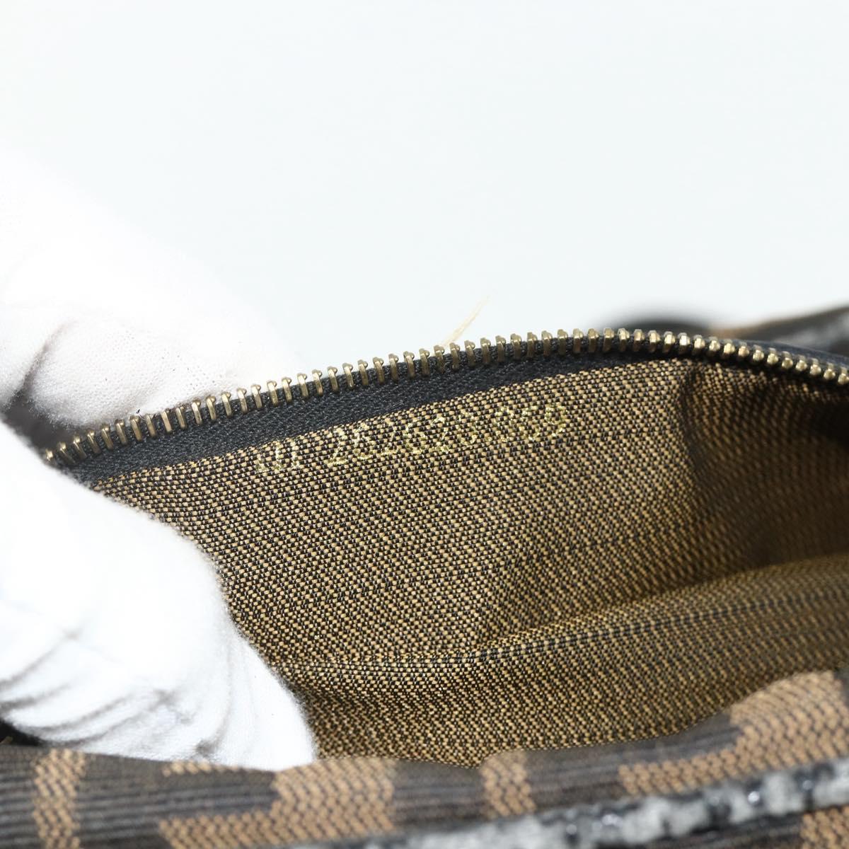 FENDI Zucca Canvas Hand Bag 2way Black Brown Auth mr2513