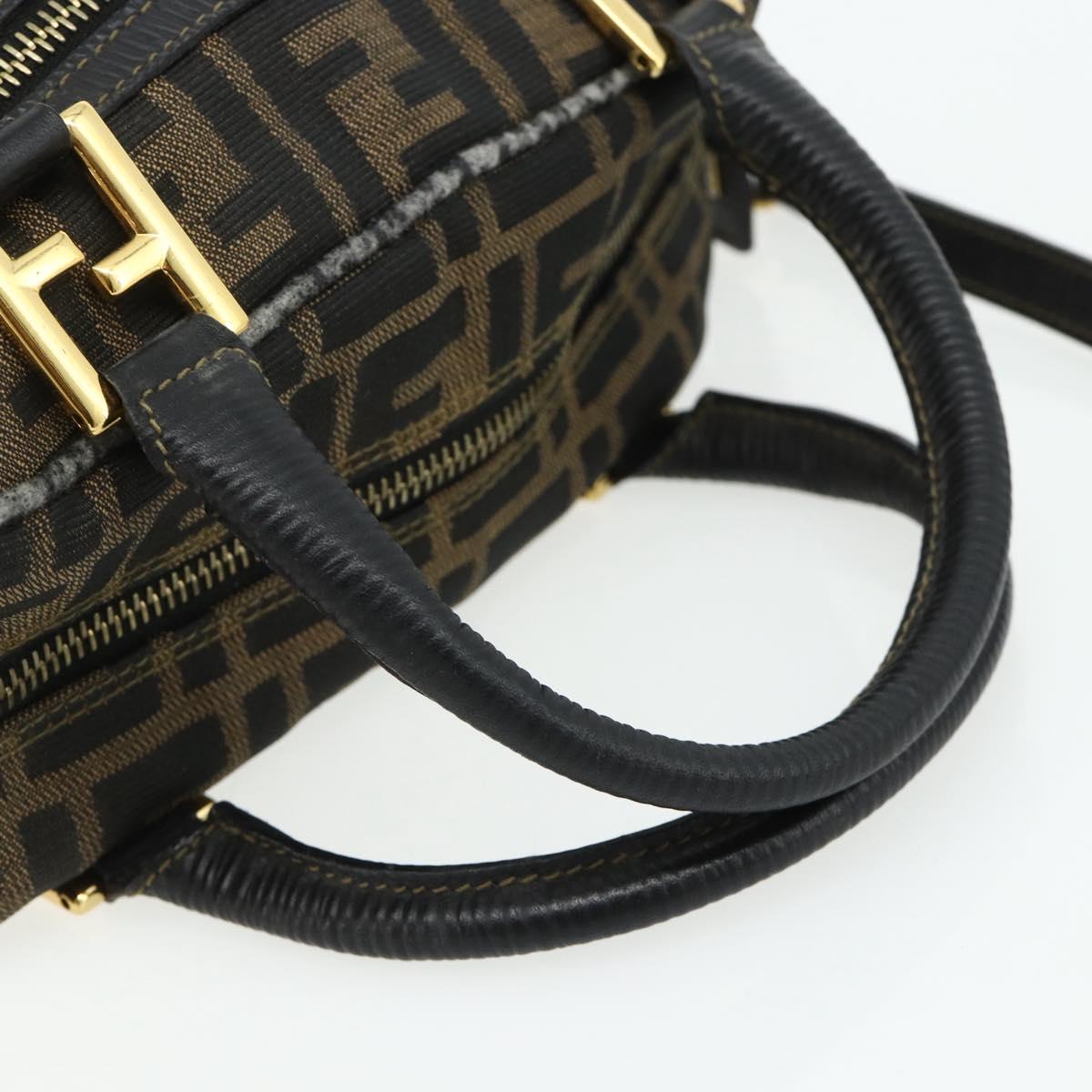 FENDI Zucca Canvas Hand Bag 2way Black Brown Auth mr2513
