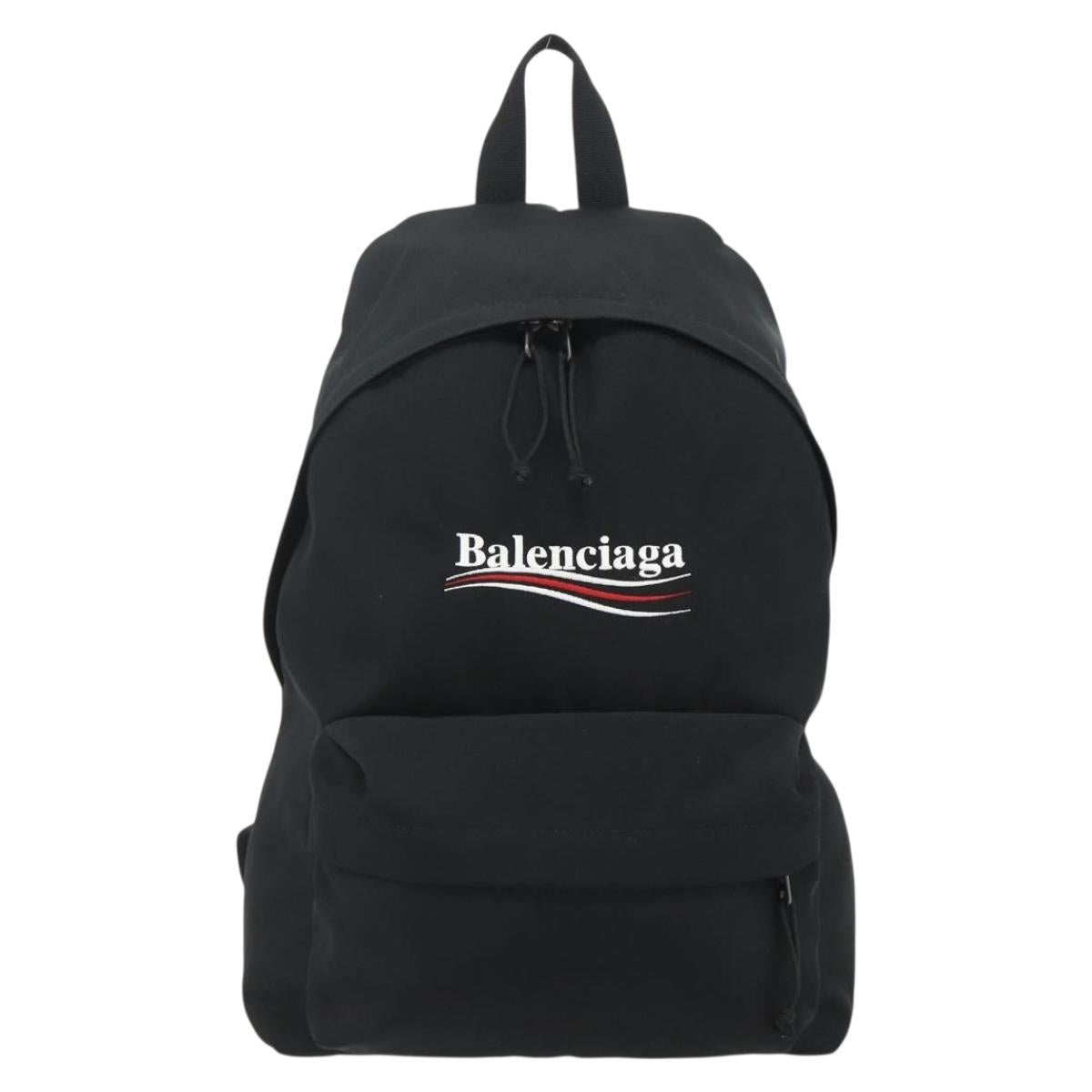 BALENCIAGA Explorer Backpack Canvas Black Silver Auth mr2518A