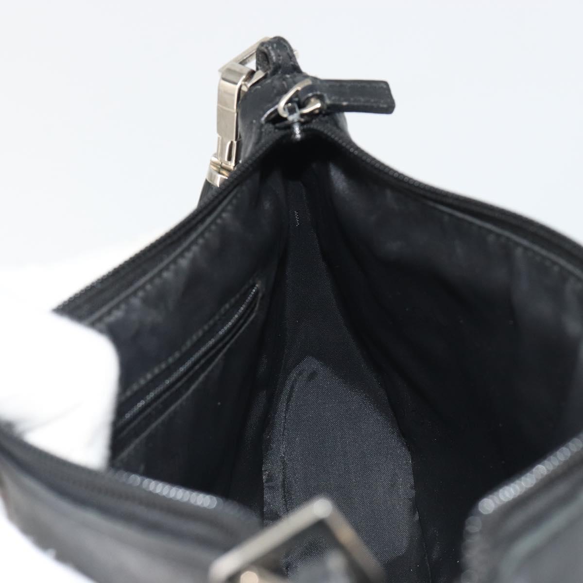 GUCCI Bamboo Shoulder Bag Leather Black Silver 001 3865 Auth mr2519V