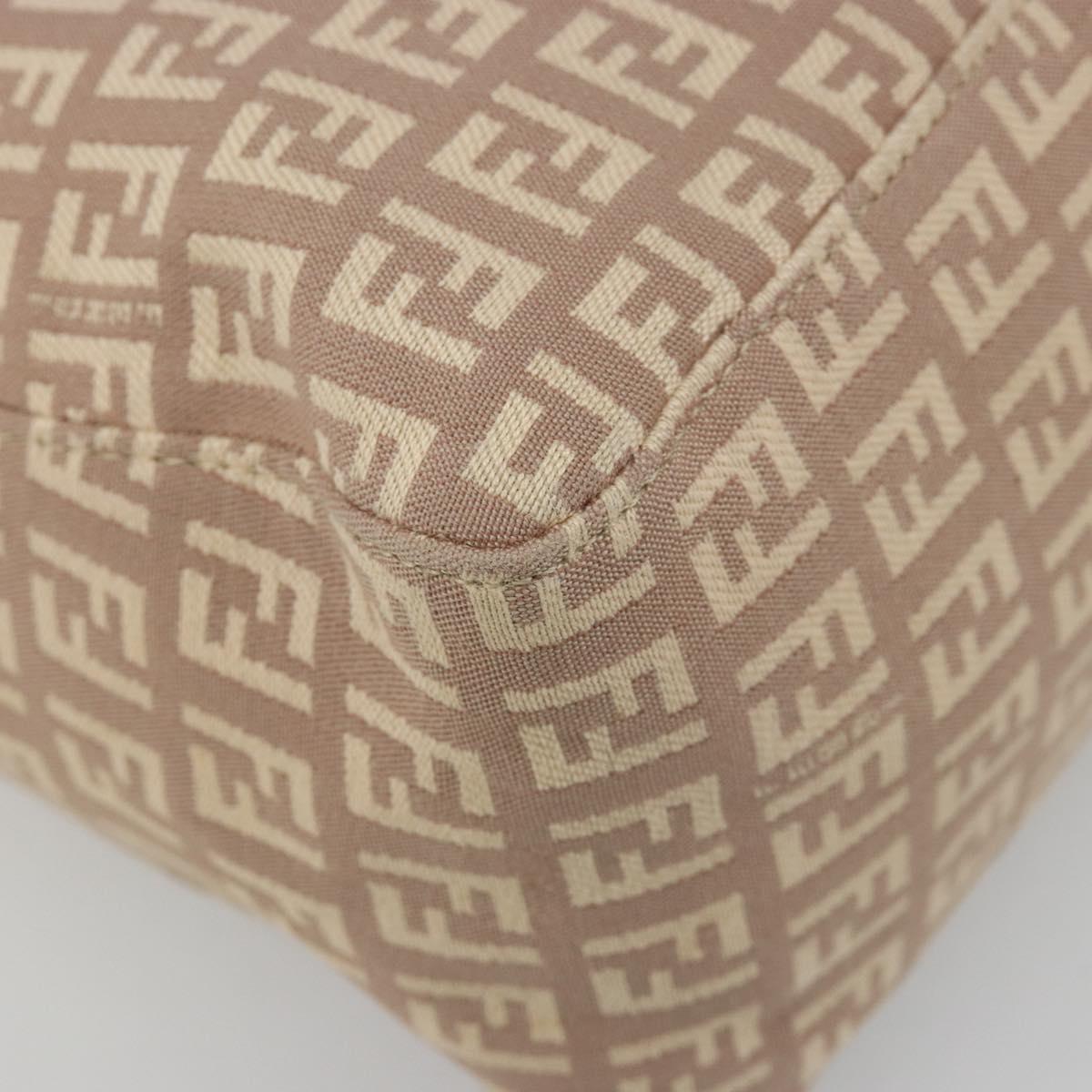 FENDI Zucchino Canvas Tote Bag Beige Gold Auth mr2521A