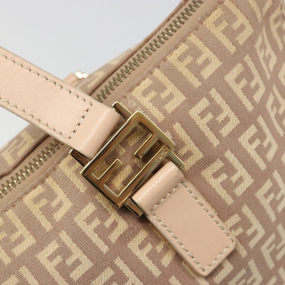 FENDI Zucchino Canvas Tote Bag Beige Gold Auth mr2521A