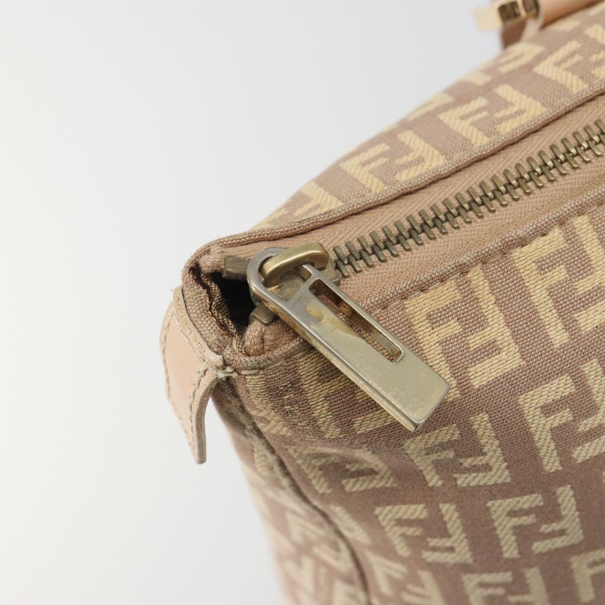 FENDI Zucchino Canvas Tote Bag Beige Gold Auth mr2521A