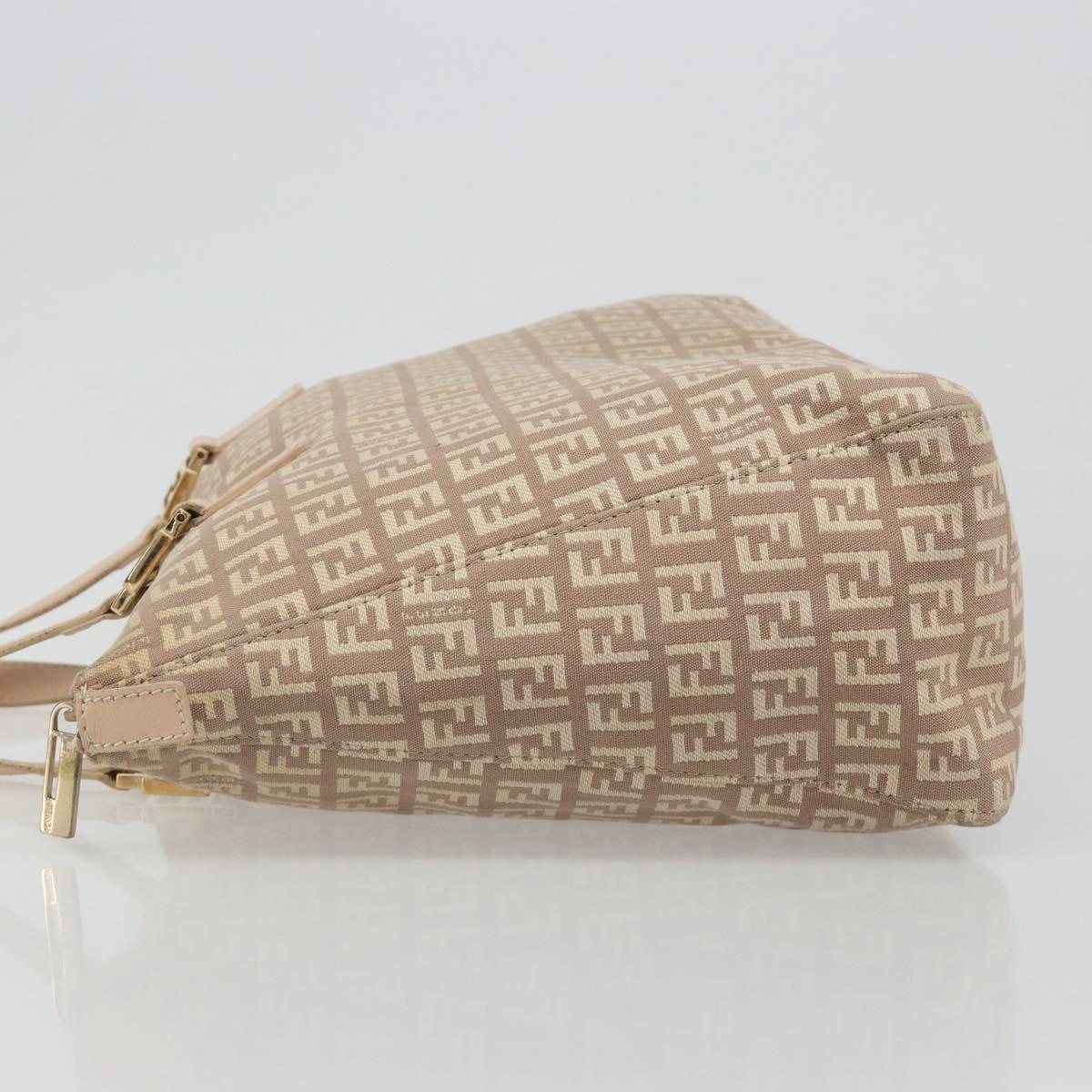 FENDI Zucchino Canvas Tote Bag Beige Gold Auth mr2521A