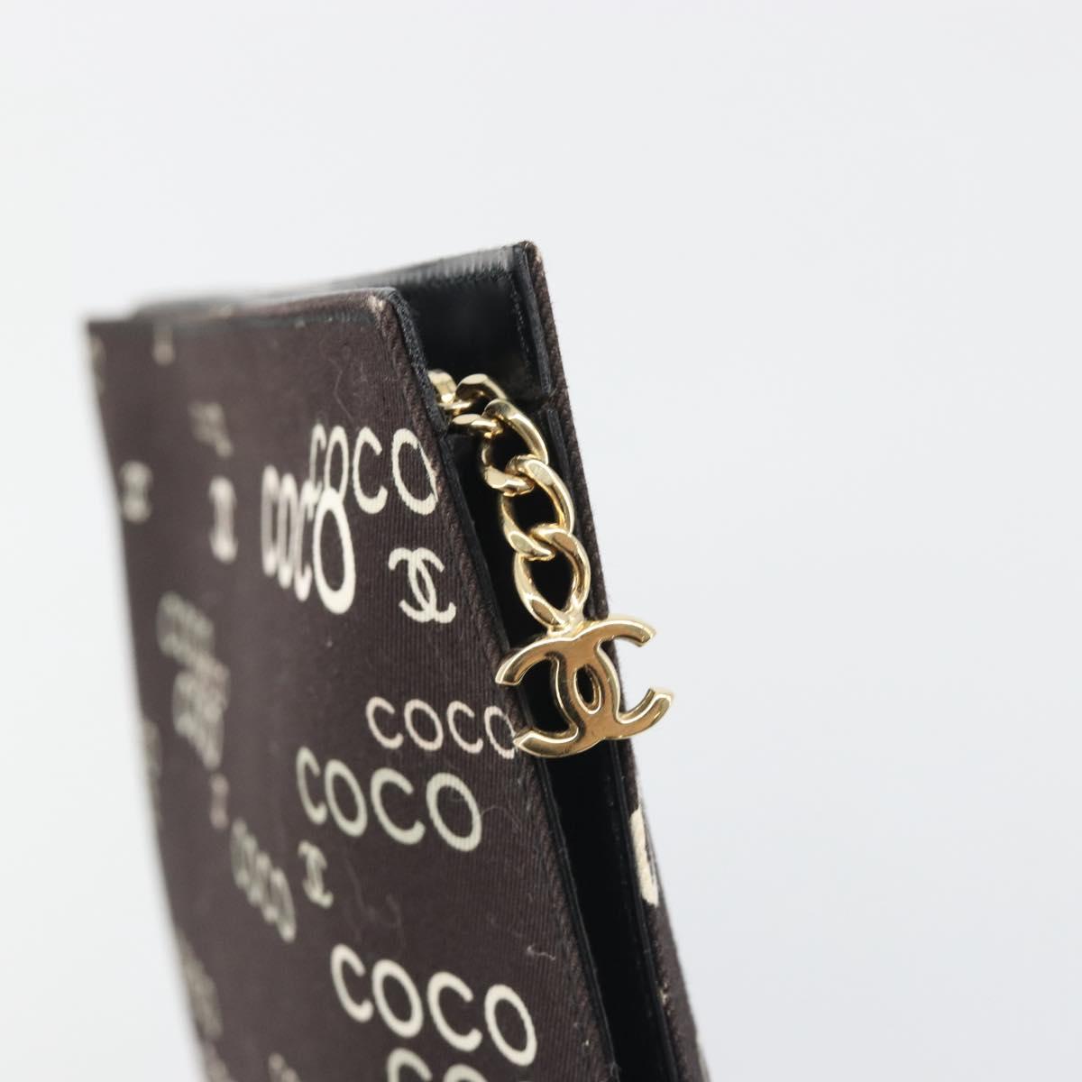CHANEL Clutch Bag Canvas Black Gold CC Auth mr2523A