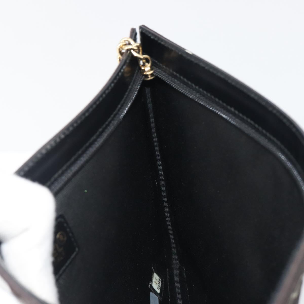 CHANEL Clutch Bag Canvas Black Gold CC Auth mr2523A