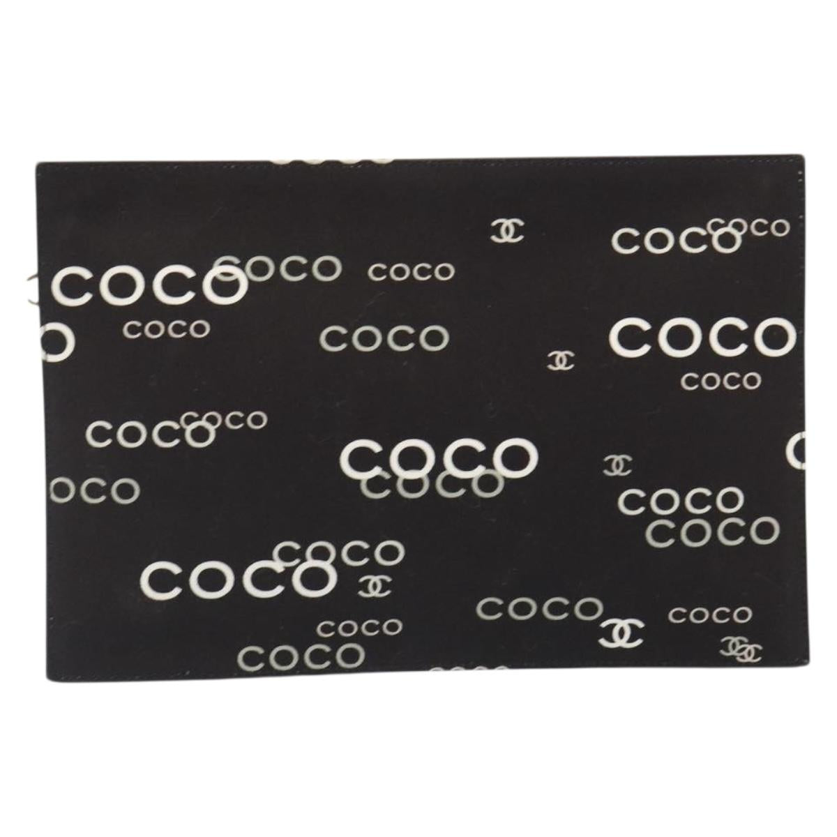 CHANEL Clutch Bag Canvas Black Gold CC Auth mr2523A