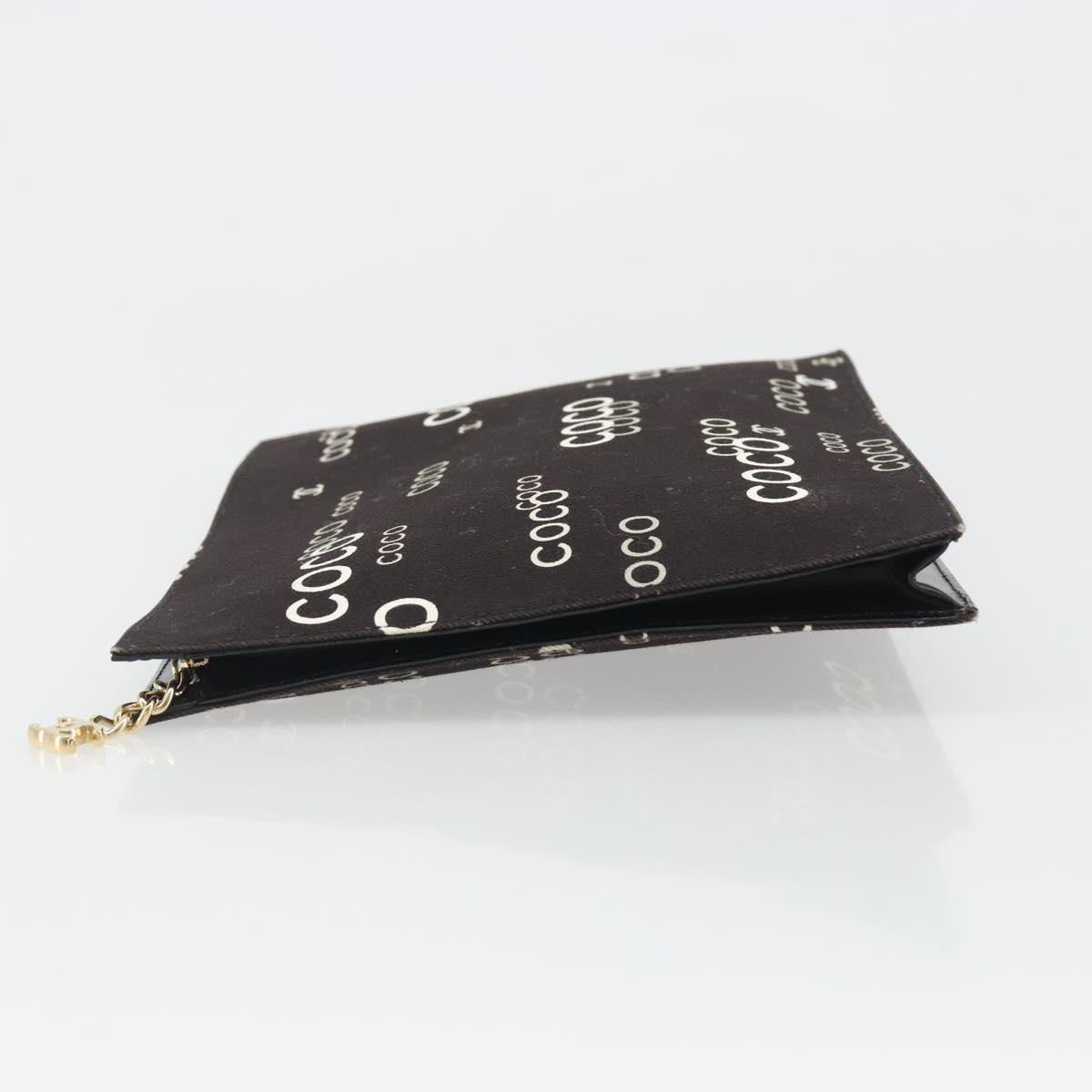 CHANEL Clutch Bag Canvas Black Gold CC Auth mr2523A