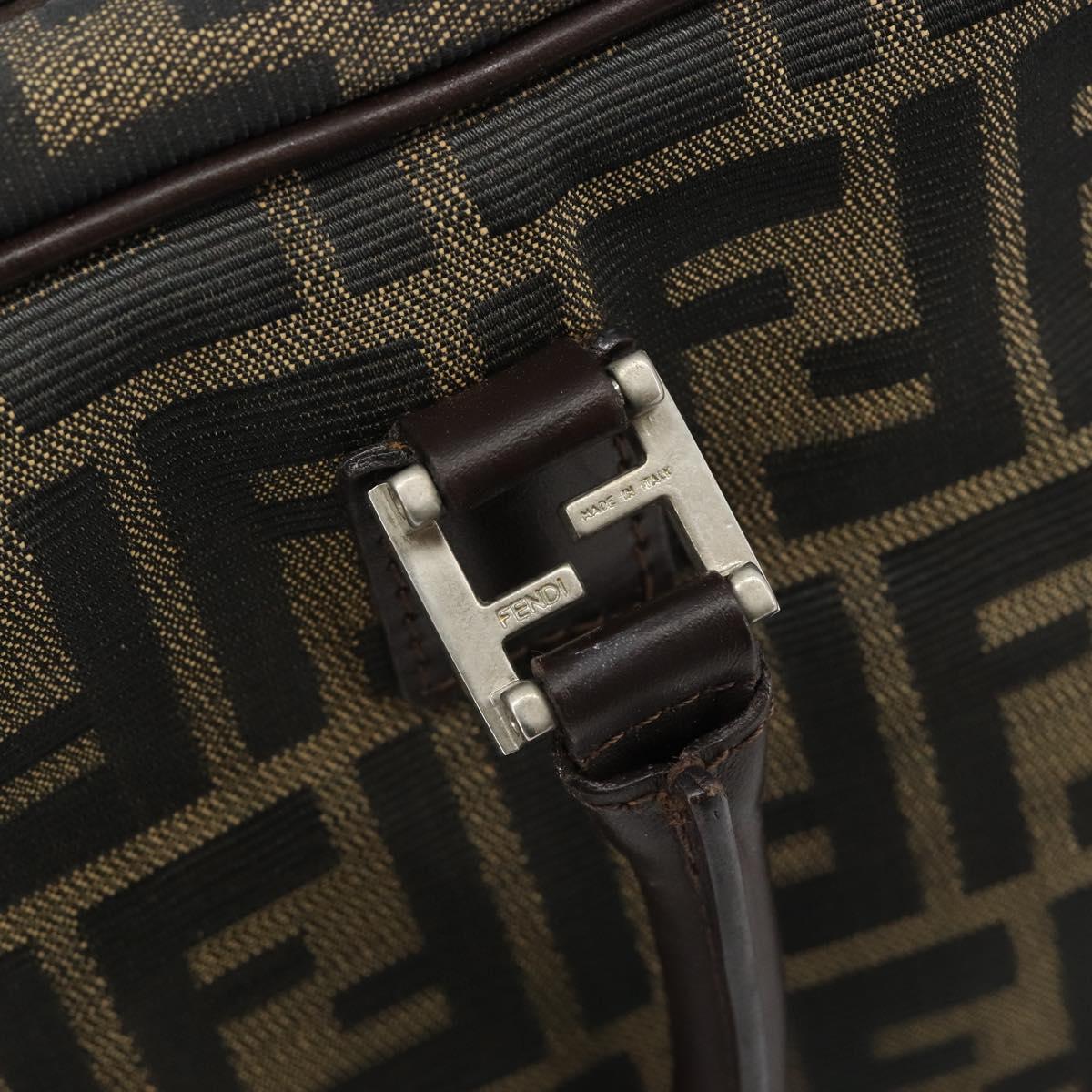 FENDI Zucca Canvas Hand Bag Black Brown Auth mr2526A