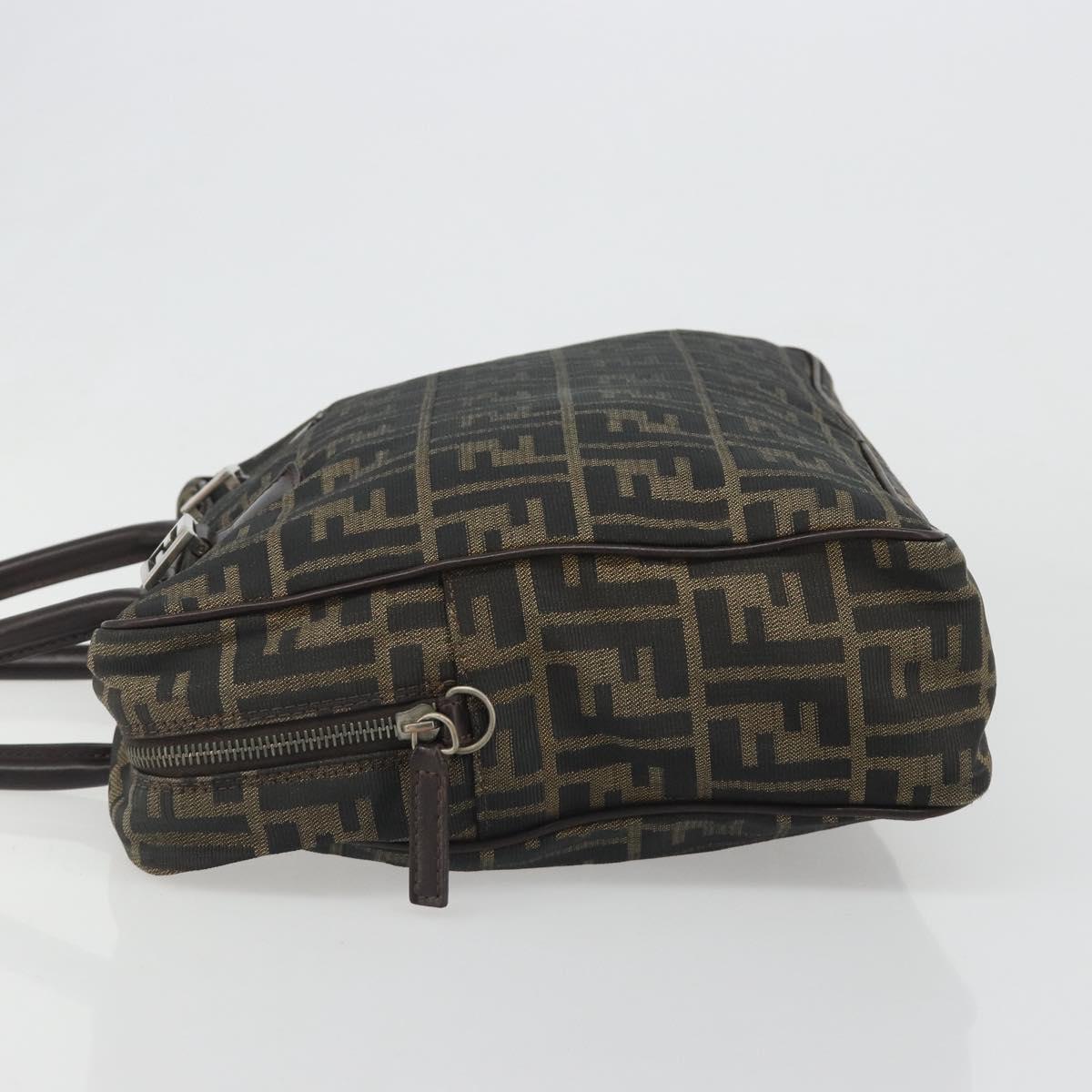 FENDI Zucca Canvas Hand Bag Black Brown Auth mr2526A