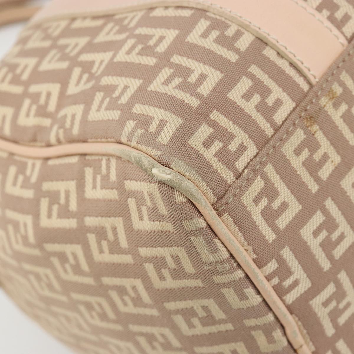 FENDI Zucchino Canvas Mamma Baguette Hand Bag Pink Gold Auth mr2533