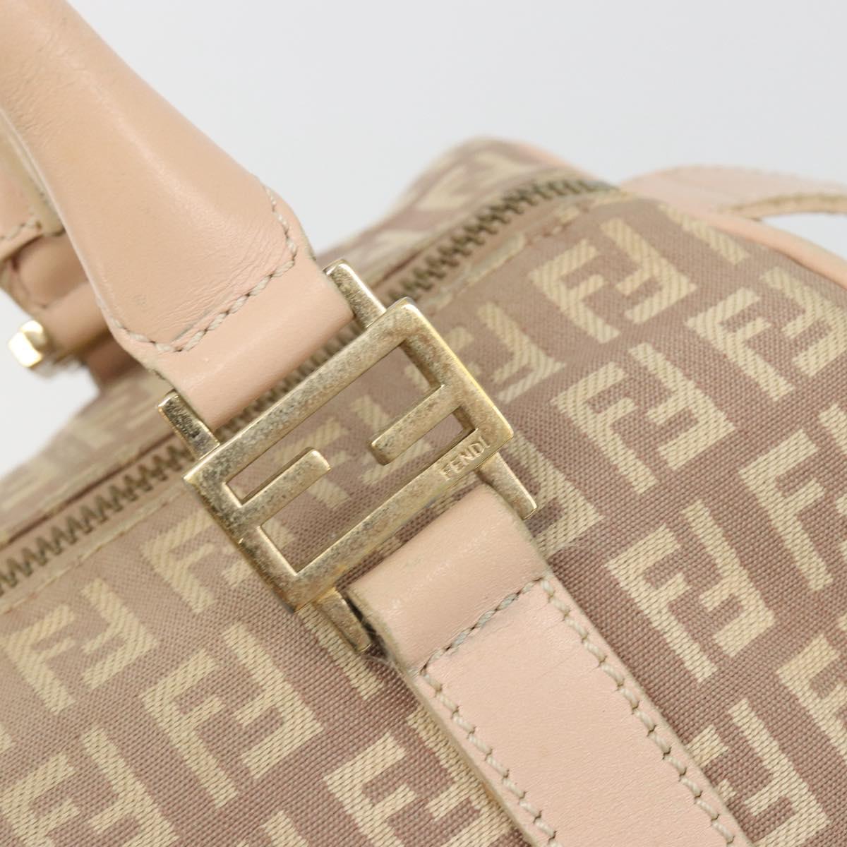 FENDI Zucchino Canvas Mamma Baguette Hand Bag Pink Gold Auth mr2533