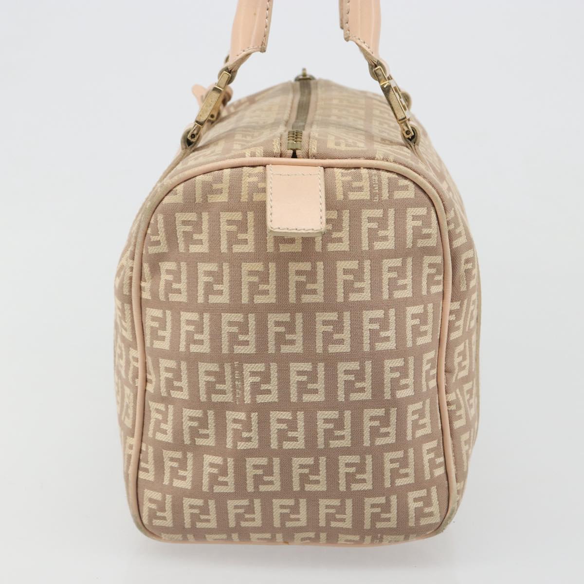 FENDI Zucchino Canvas Mamma Baguette Hand Bag Pink Gold Auth mr2533