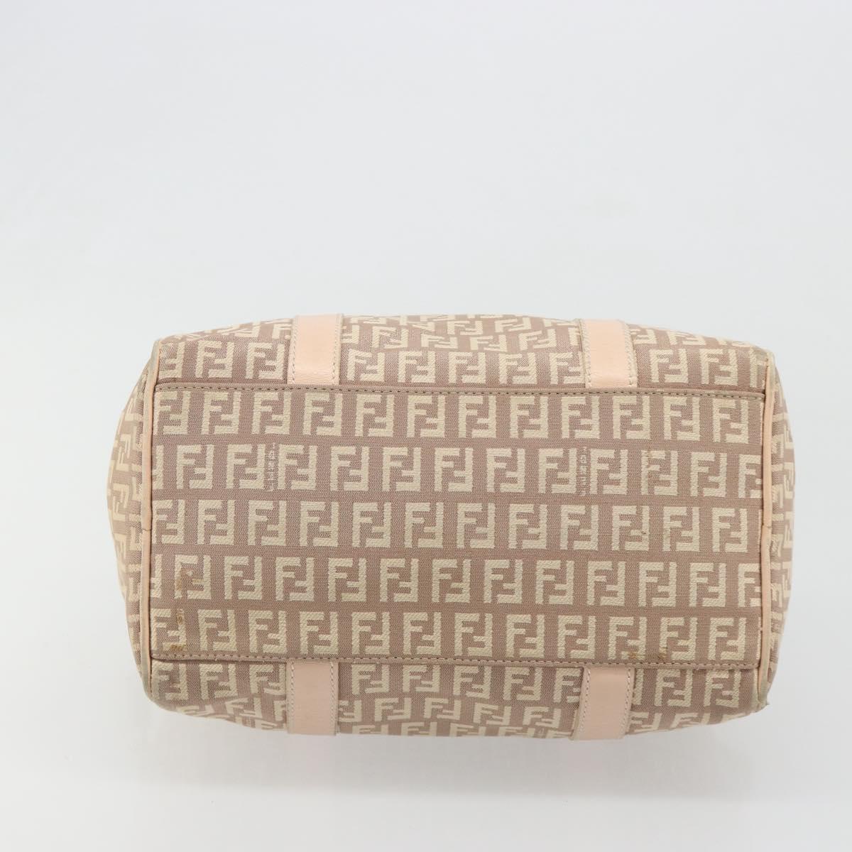 FENDI Zucchino Canvas Mamma Baguette Hand Bag Pink Gold Auth mr2533