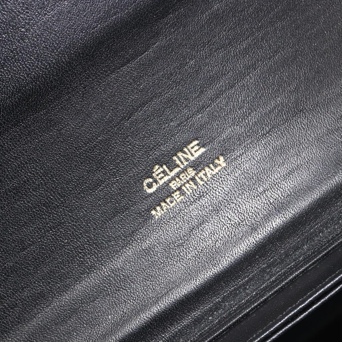 CELINE Shoulder Bag Leather Black Gold Auth mr2534