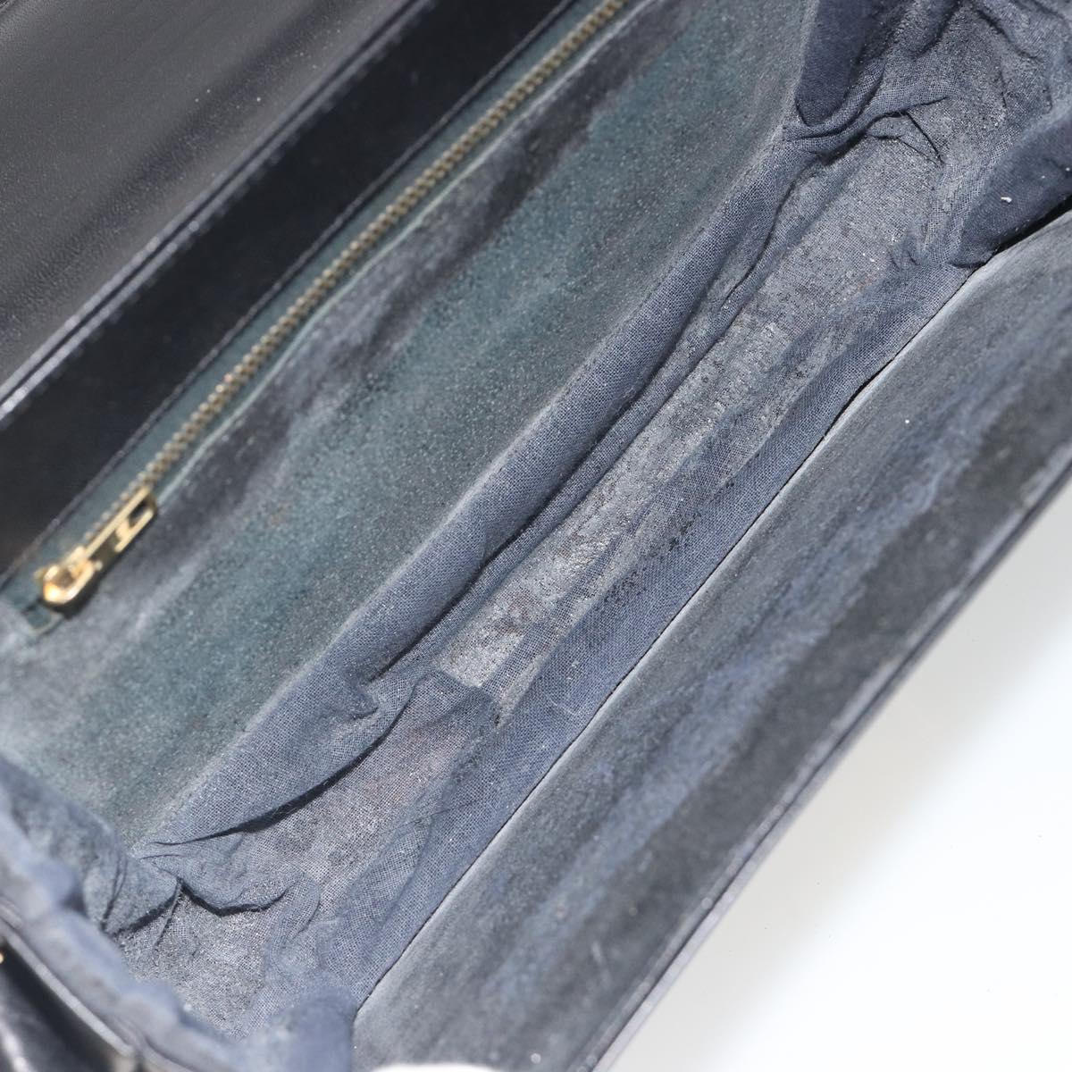 CELINE Shoulder Bag Leather Black Gold Auth mr2534
