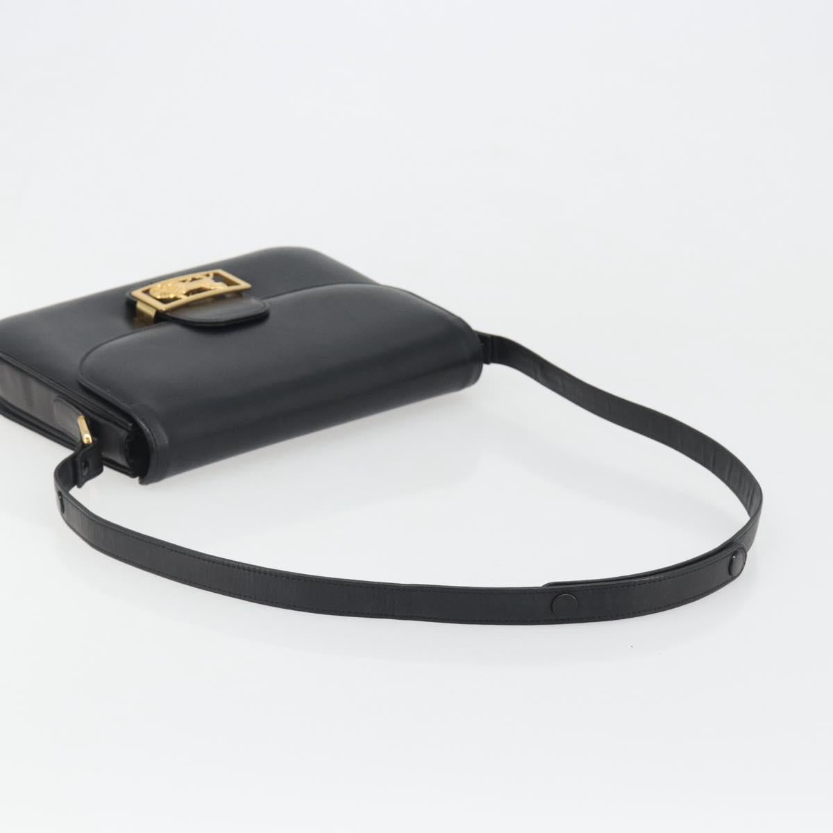 CELINE Shoulder Bag Leather Black Gold Auth mr2534