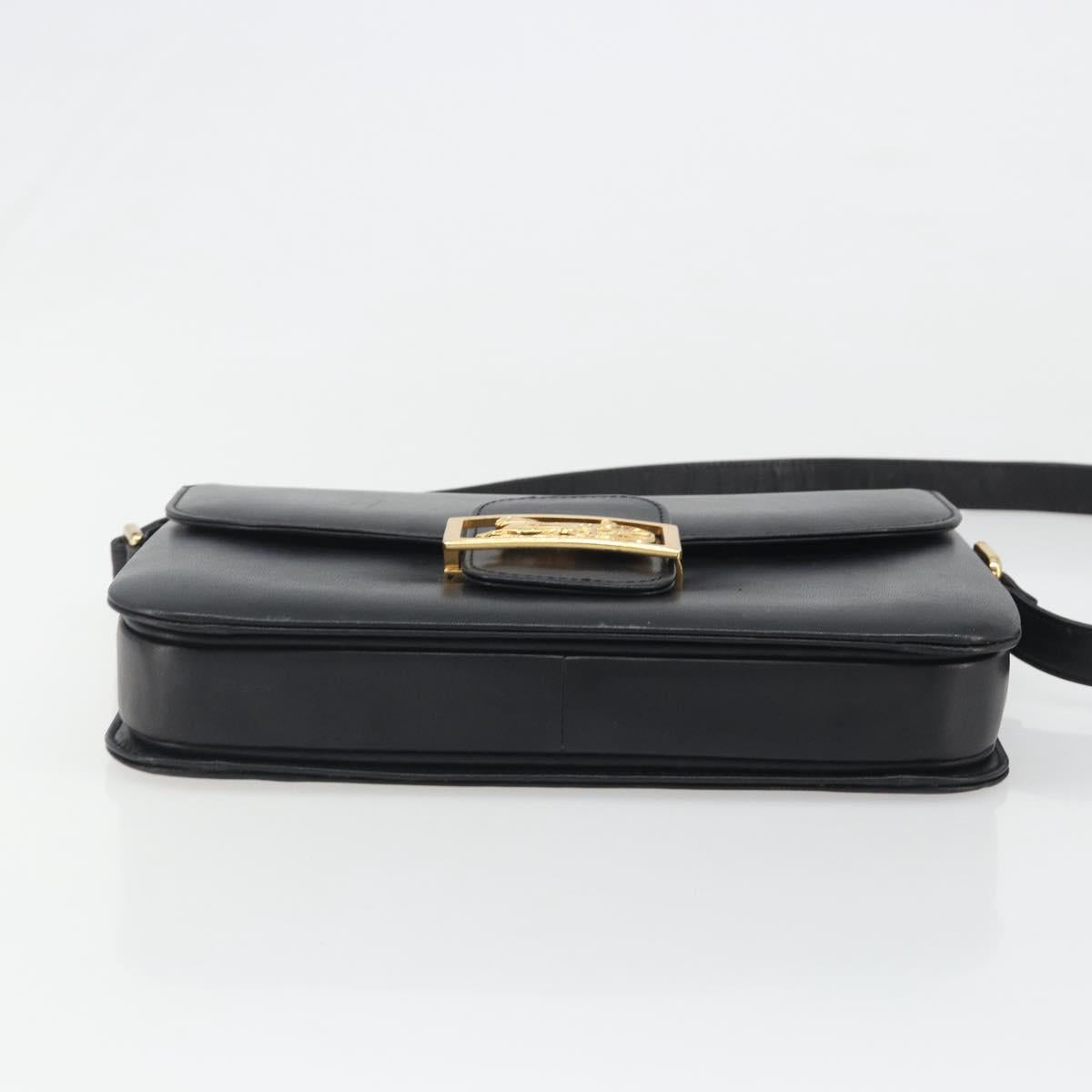 CELINE Shoulder Bag Leather Black Gold Auth mr2534