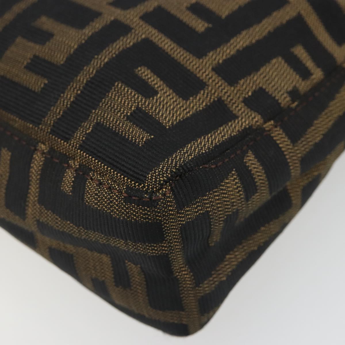 FENDI Zucca Canvas Hand Bag Black Brown Auth mr2535