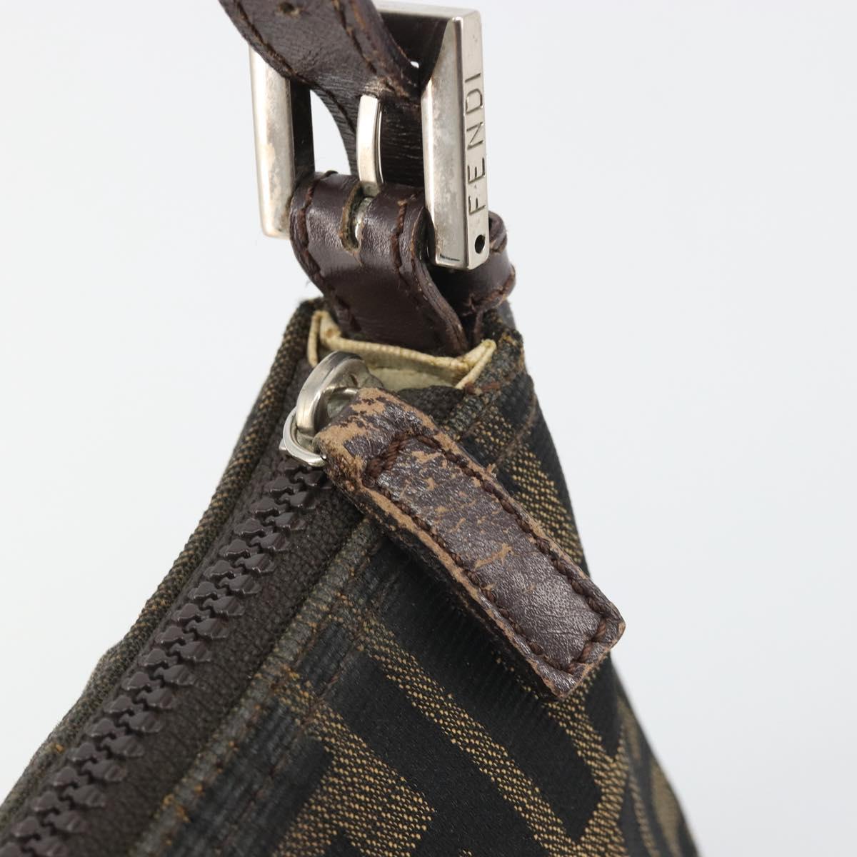 FENDI Zucca Canvas Hand Bag Black Brown Auth mr2535