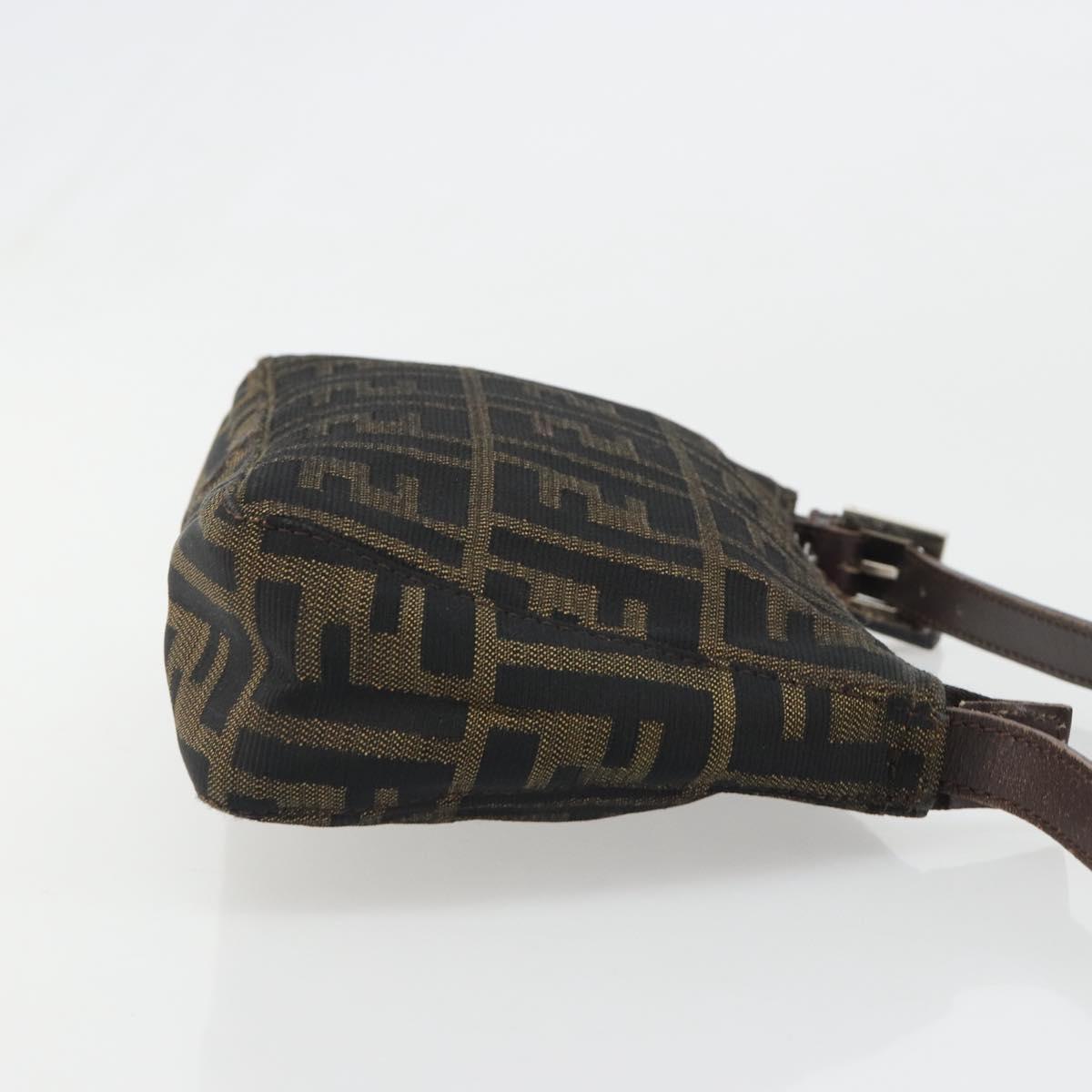 FENDI Zucca Canvas Hand Bag Black Brown Auth mr2535